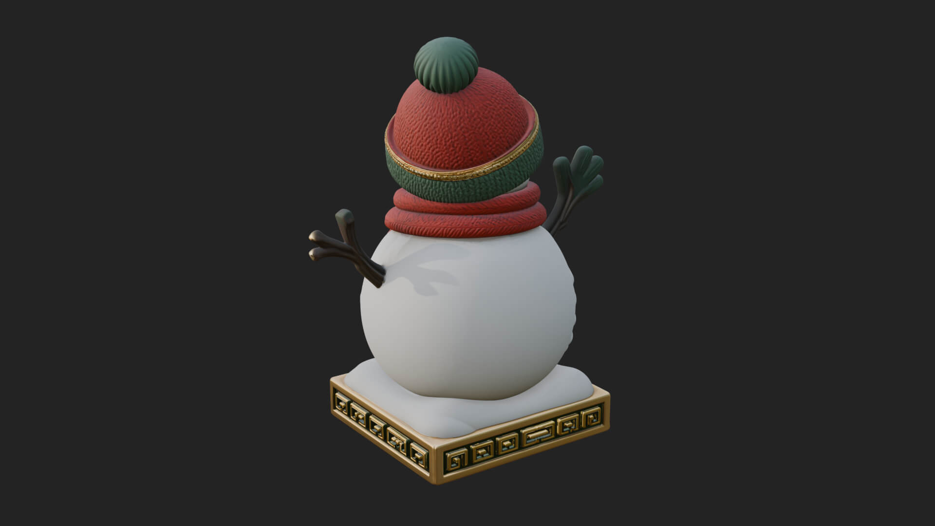 Knit Hat Snowman Statue Design 32 3D Print Model 3D Model