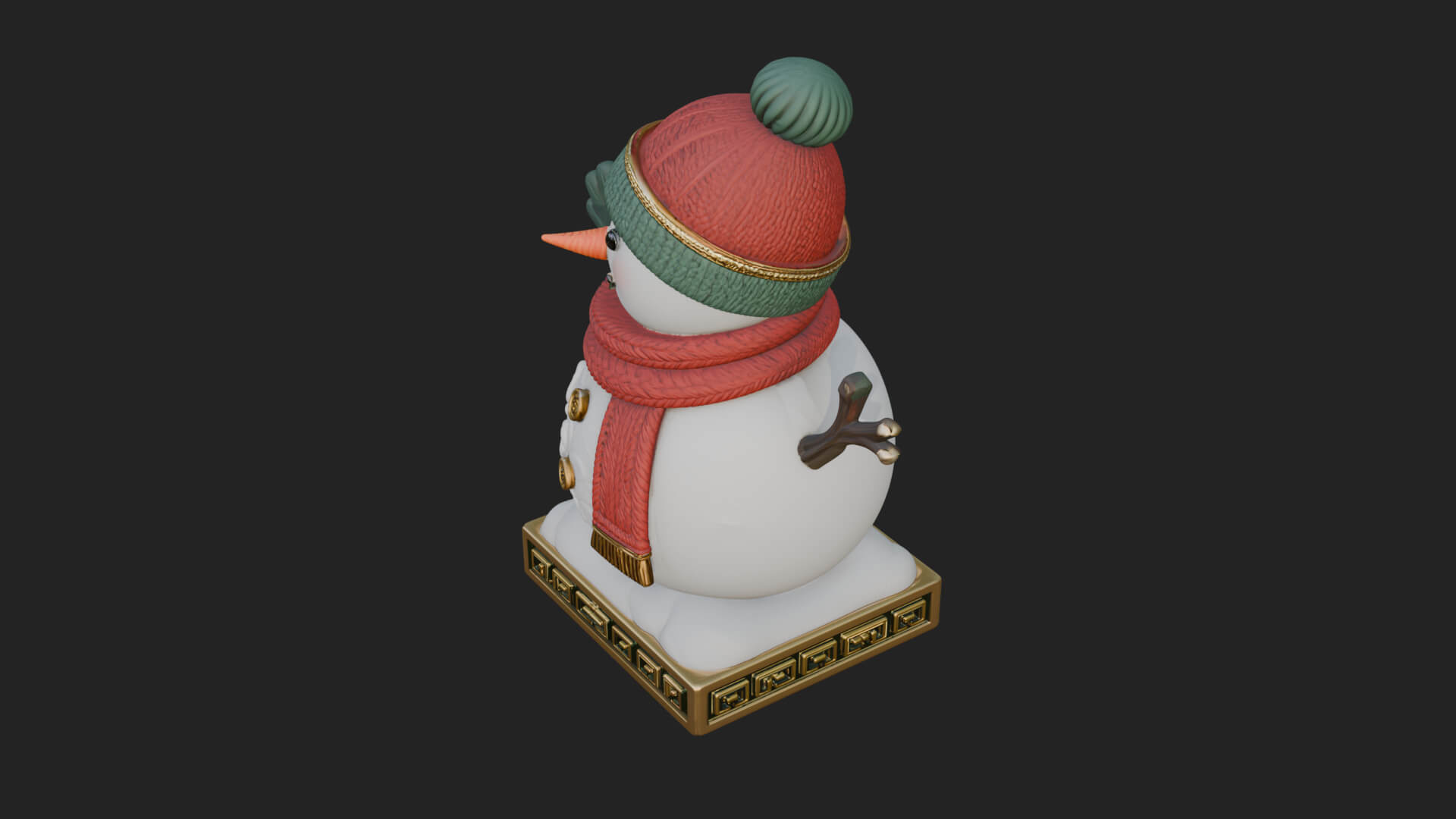 Knit Hat Snowman Statue Design 32 3D Print Model 3D Model