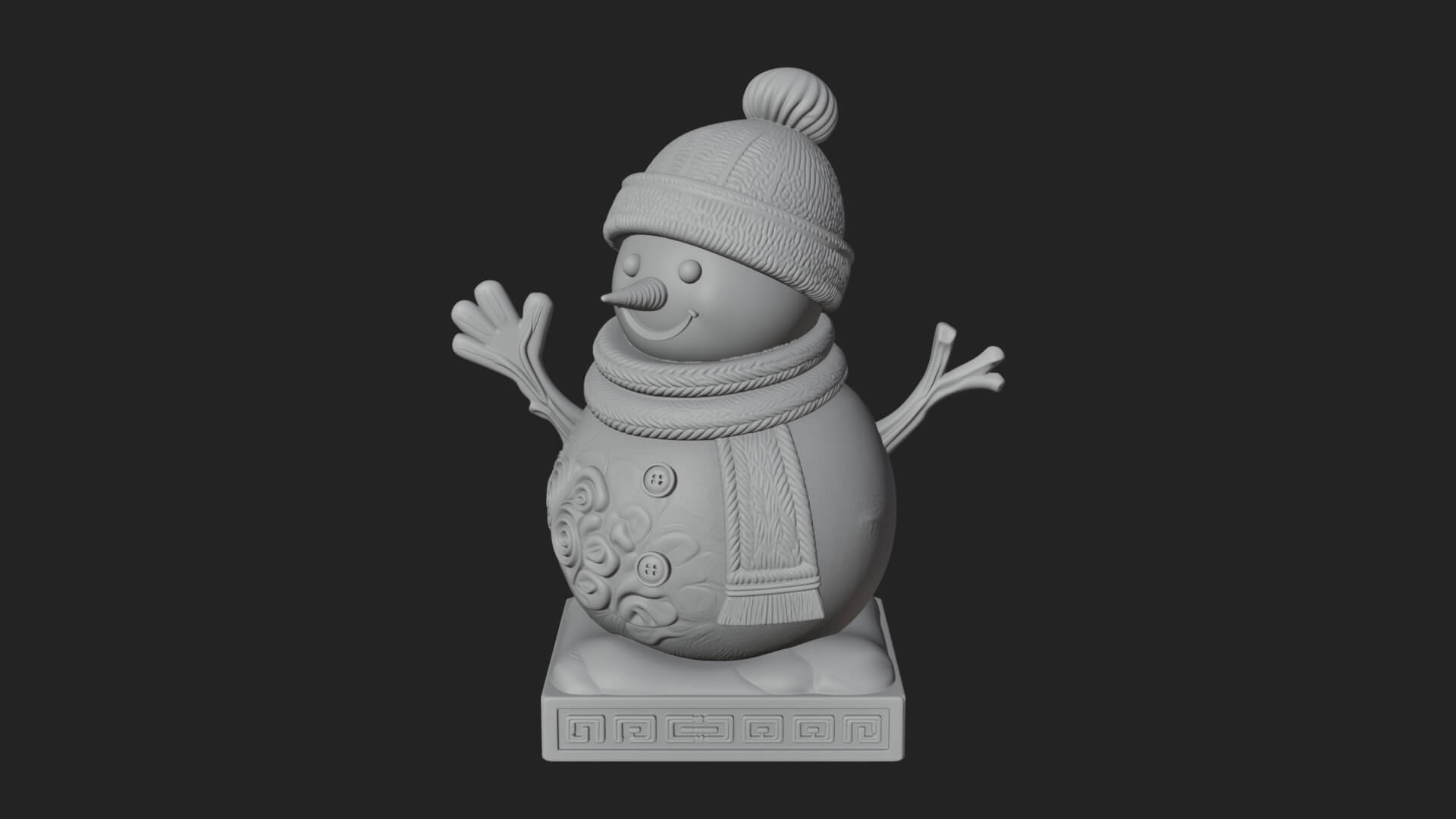 Knit Hat Snowman Statue Design 32 3D Print Model 3D Model