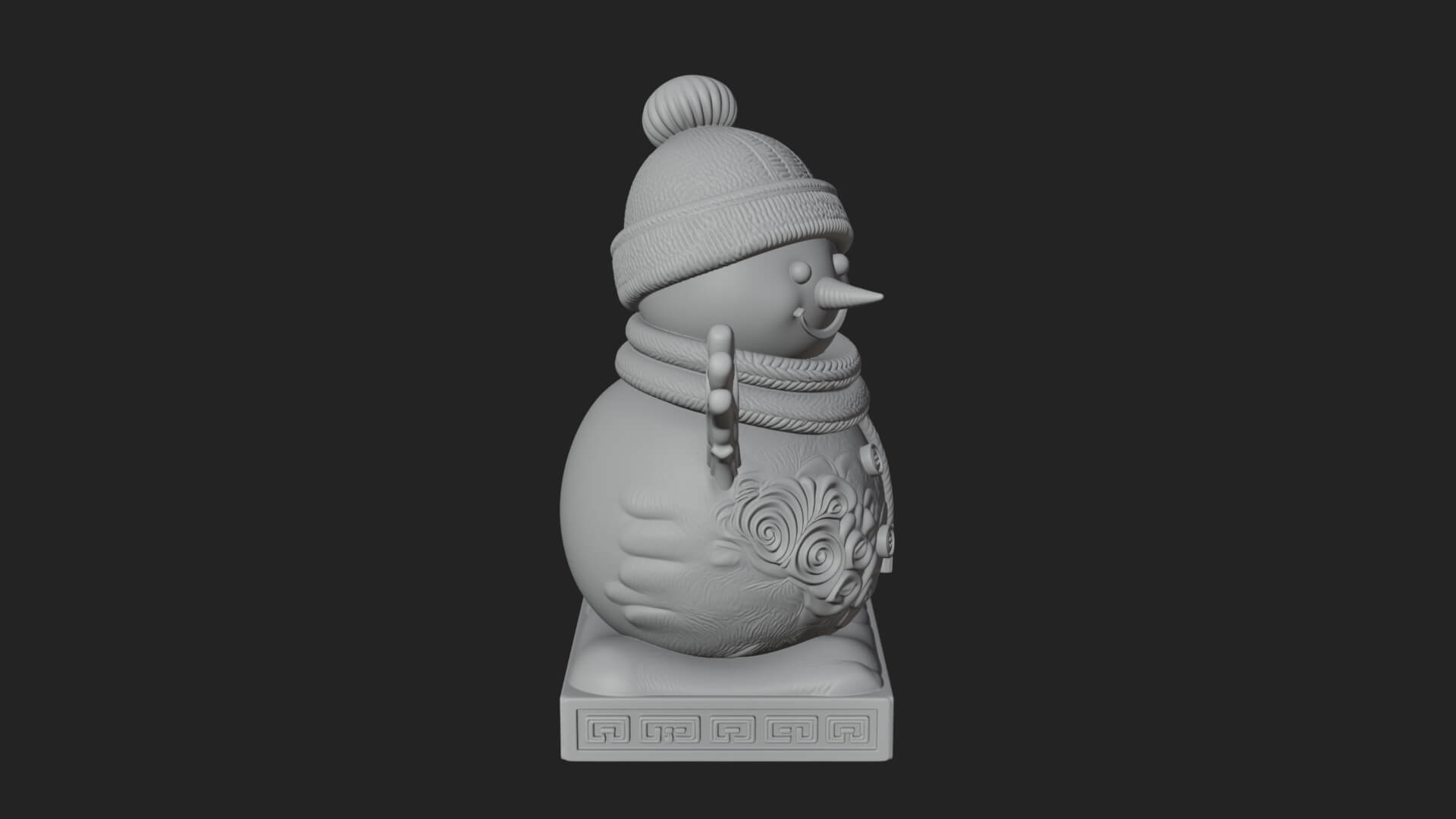 Knit Hat Snowman Statue Design 32 3D Print Model 3D Model