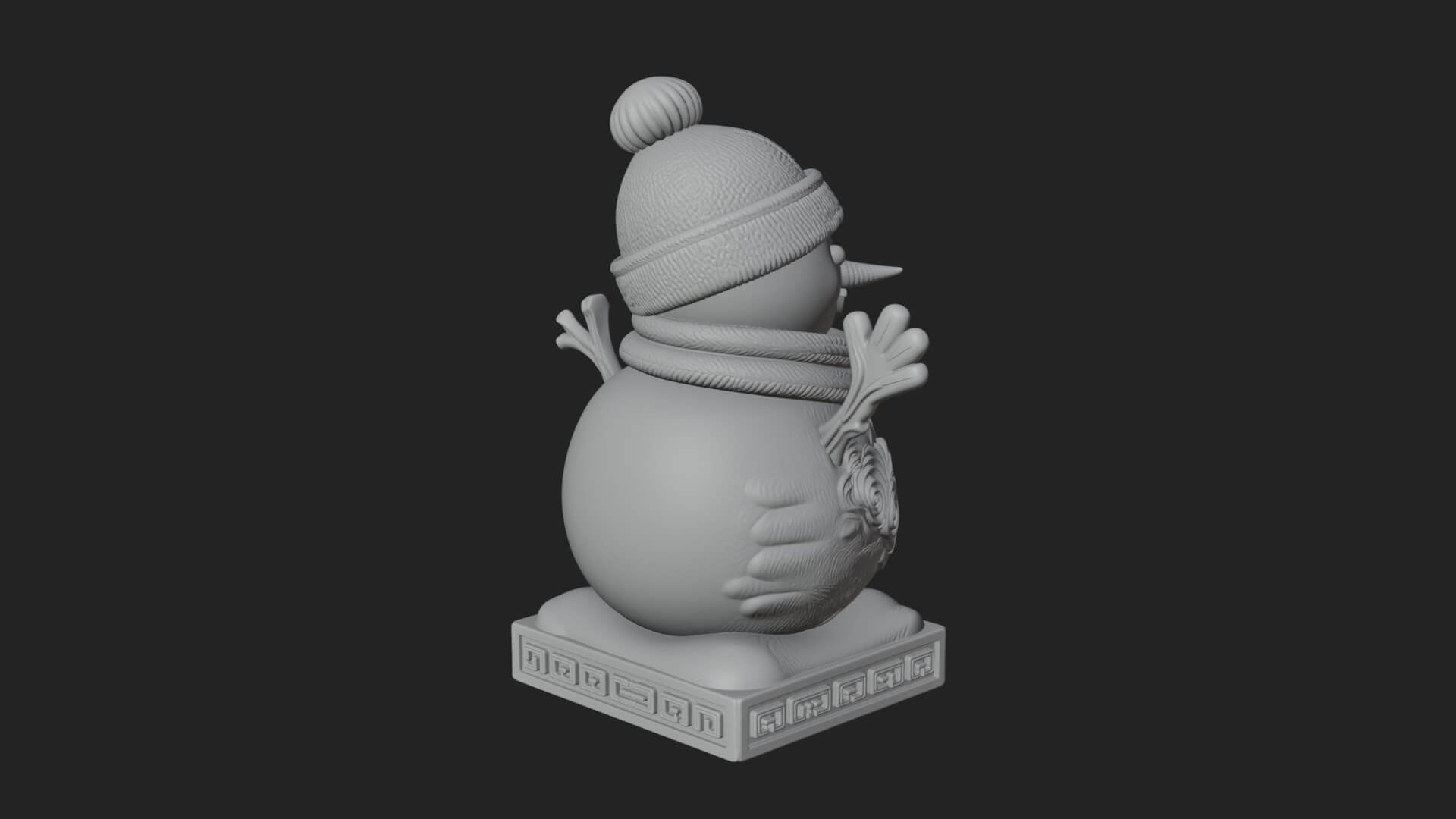 Knit Hat Snowman Statue Design 32 3D Print Model 3D Model
