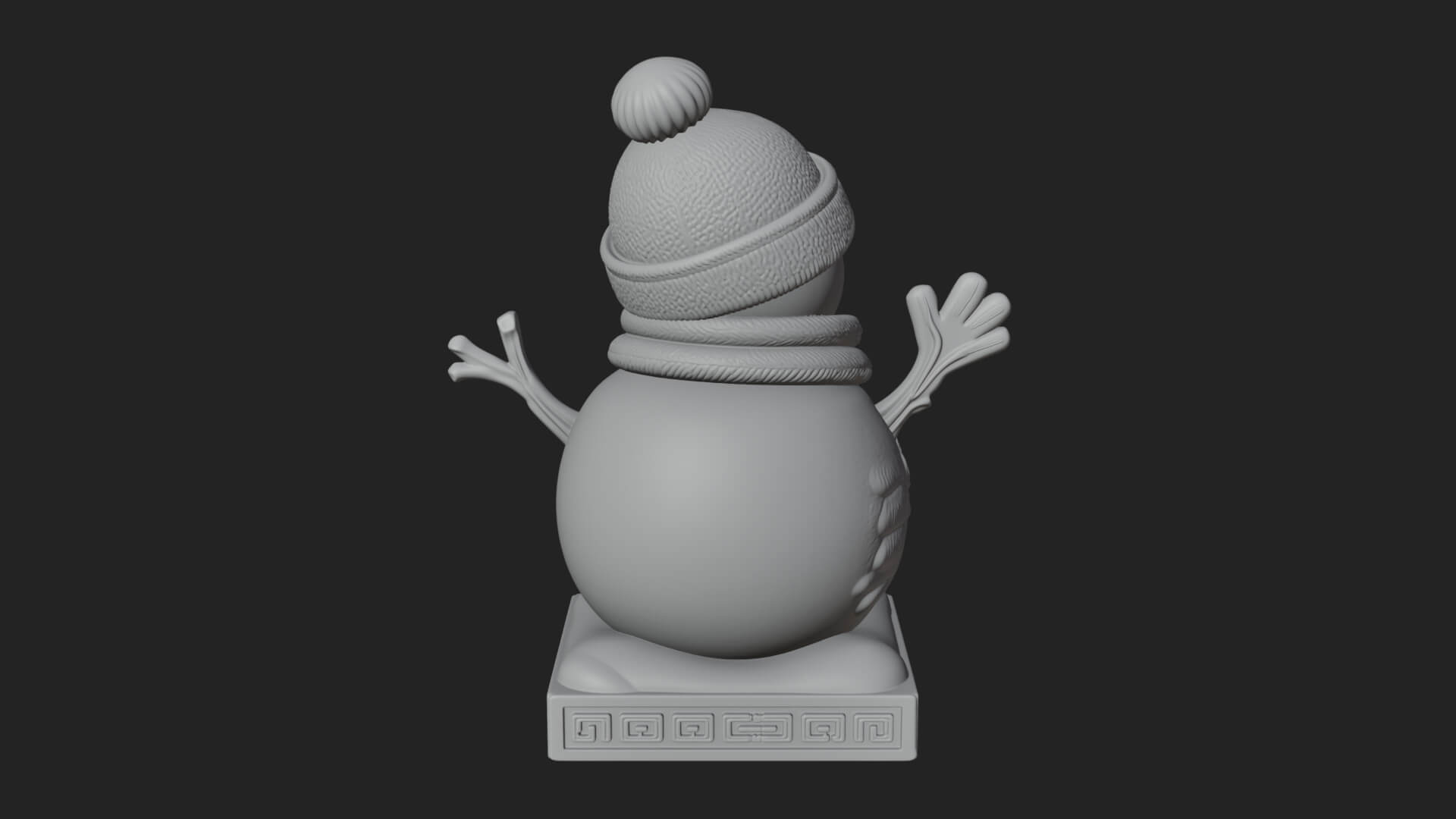Knit Hat Snowman Statue Design 32 3D Print Model 3D Model
