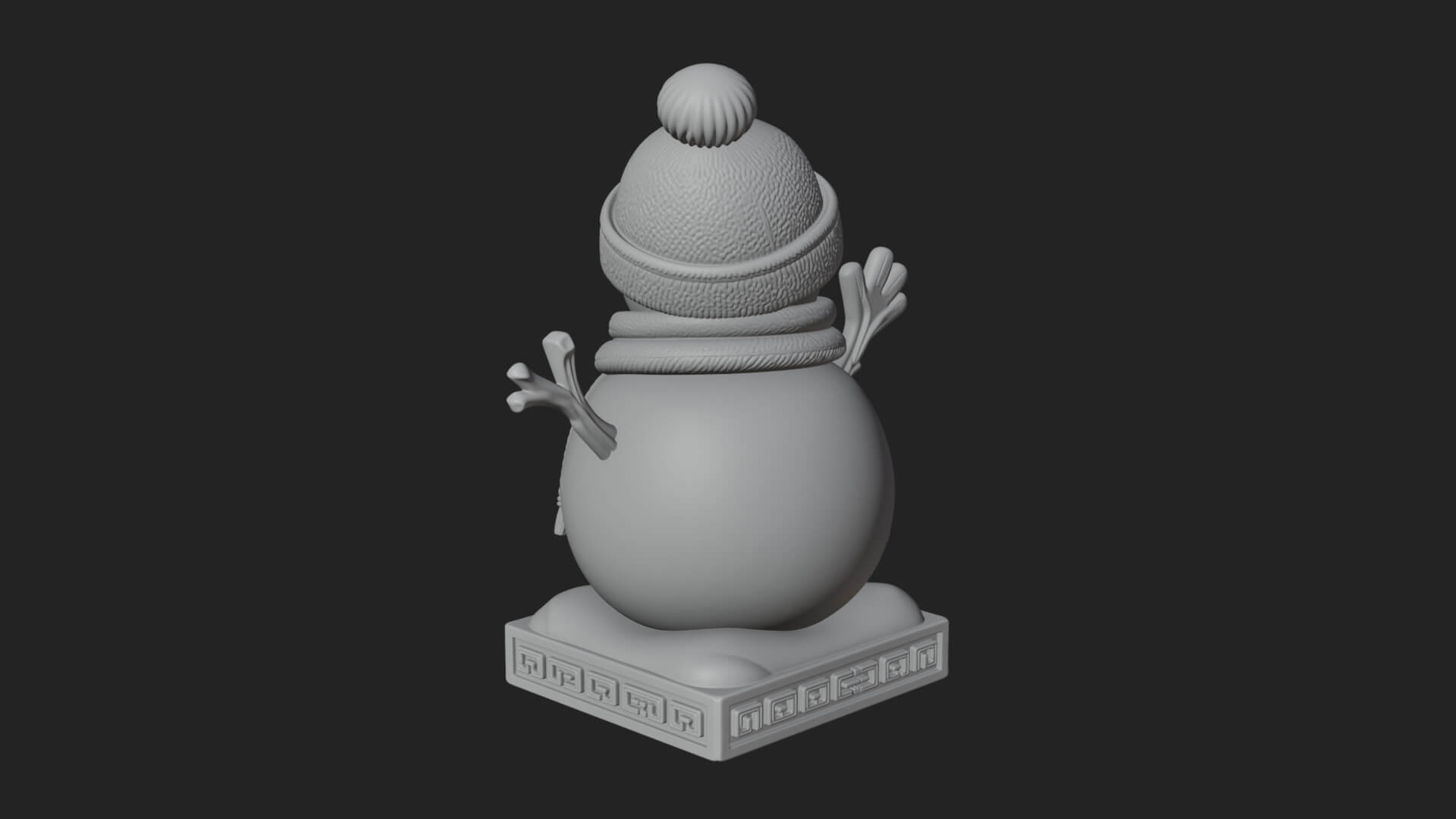 Knit Hat Snowman Statue Design 32 3D Print Model 3D Model