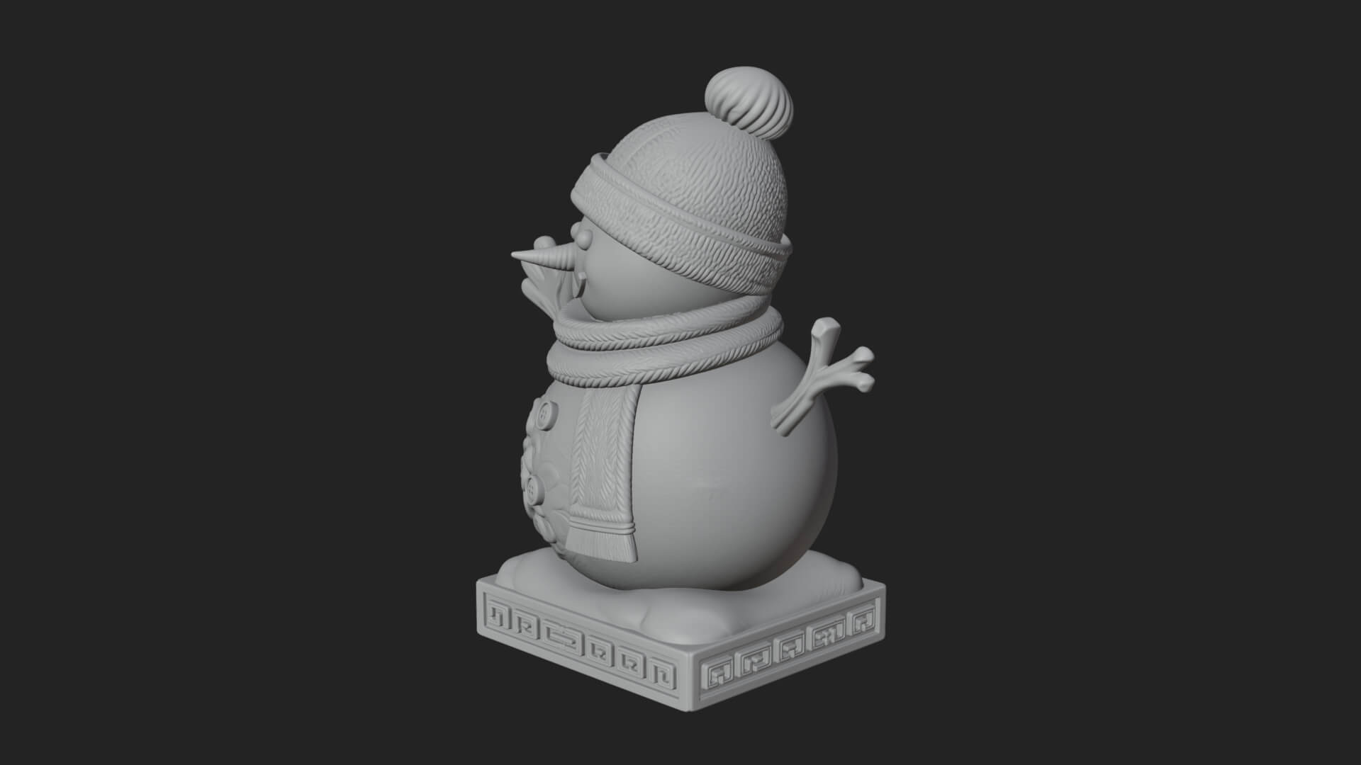 Knit Hat Snowman Statue Design 32 3D Print Model 3D Model
