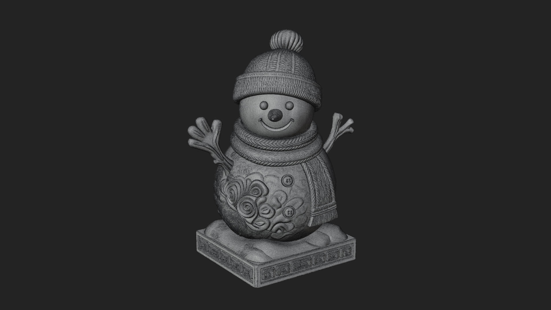 Knit Hat Snowman Statue Design 32 3D Print Model 3D Model