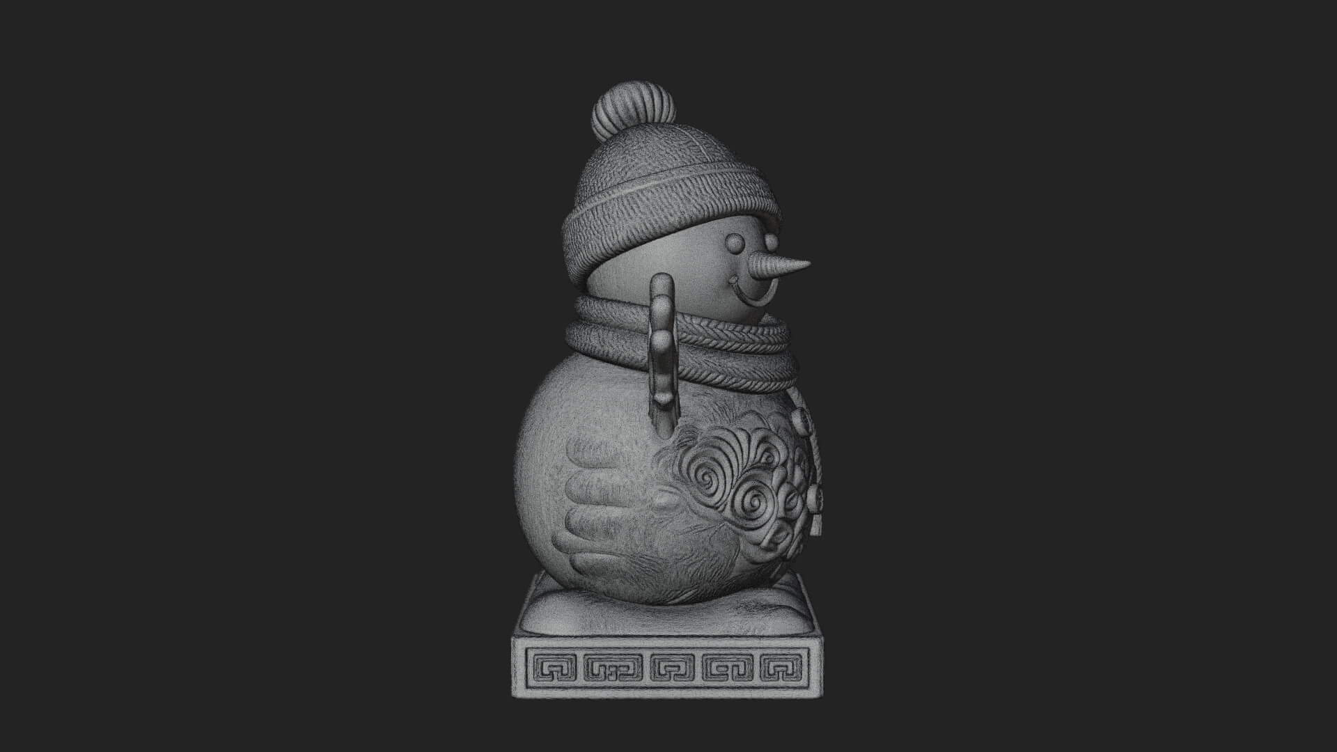 Knit Hat Snowman Statue Design 32 3D Print Model 3D Model
