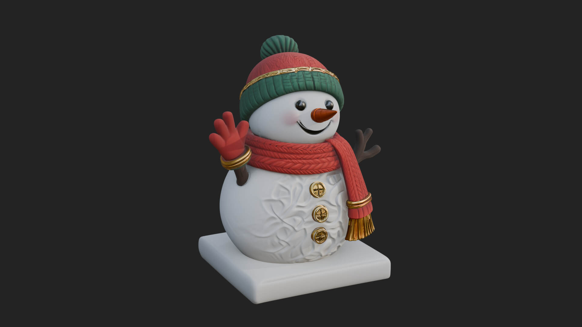 Knit Hat Snowman Statue Design 33 3D Print Model 3D Model