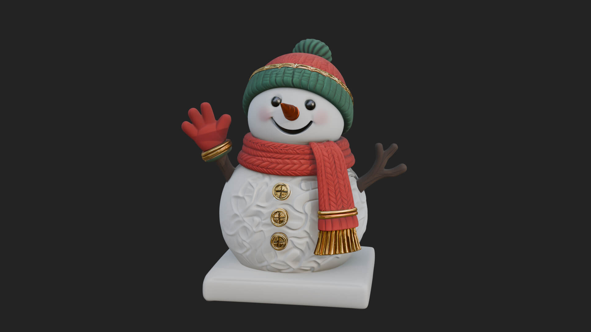Knit Hat Snowman Statue Design 33 3D Print Model 3D Model