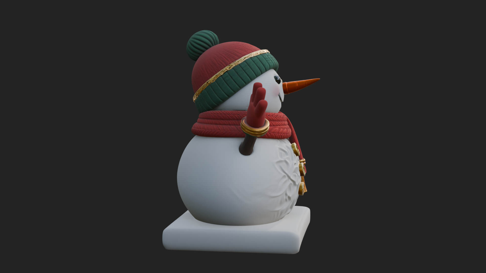 Knit Hat Snowman Statue Design 33 3D Print Model 3D Model