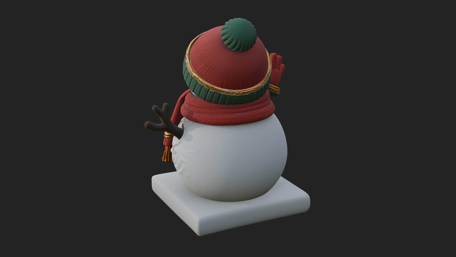 Knit Hat Snowman Statue Design 33 3D Print Model 3D Model