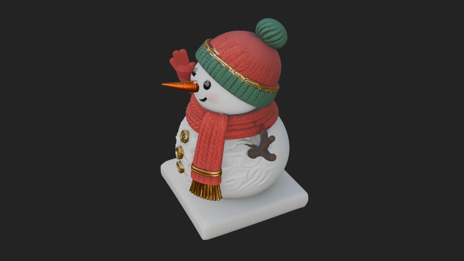 Knit Hat Snowman Statue Design 33 3D Print Model 3D Model