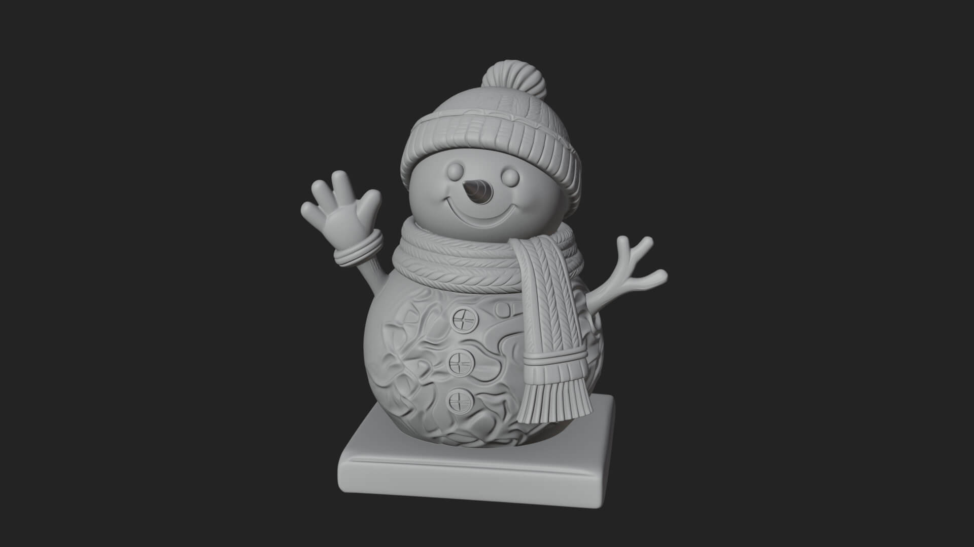 Knit Hat Snowman Statue Design 33 3D Print Model 3D Model