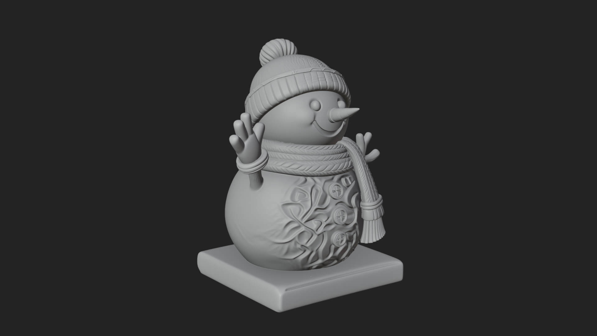 Knit Hat Snowman Statue Design 33 3D Print Model 3D Model