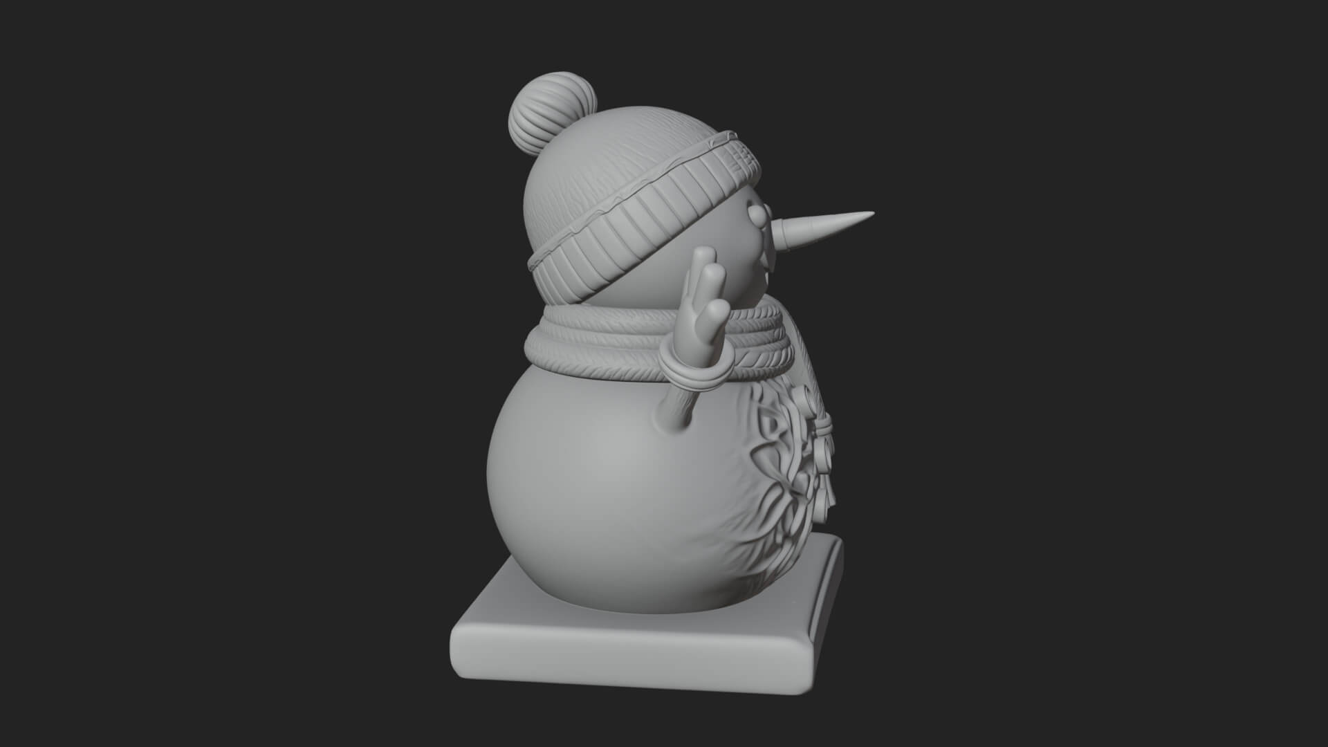 Knit Hat Snowman Statue Design 33 3D Print Model 3D Model