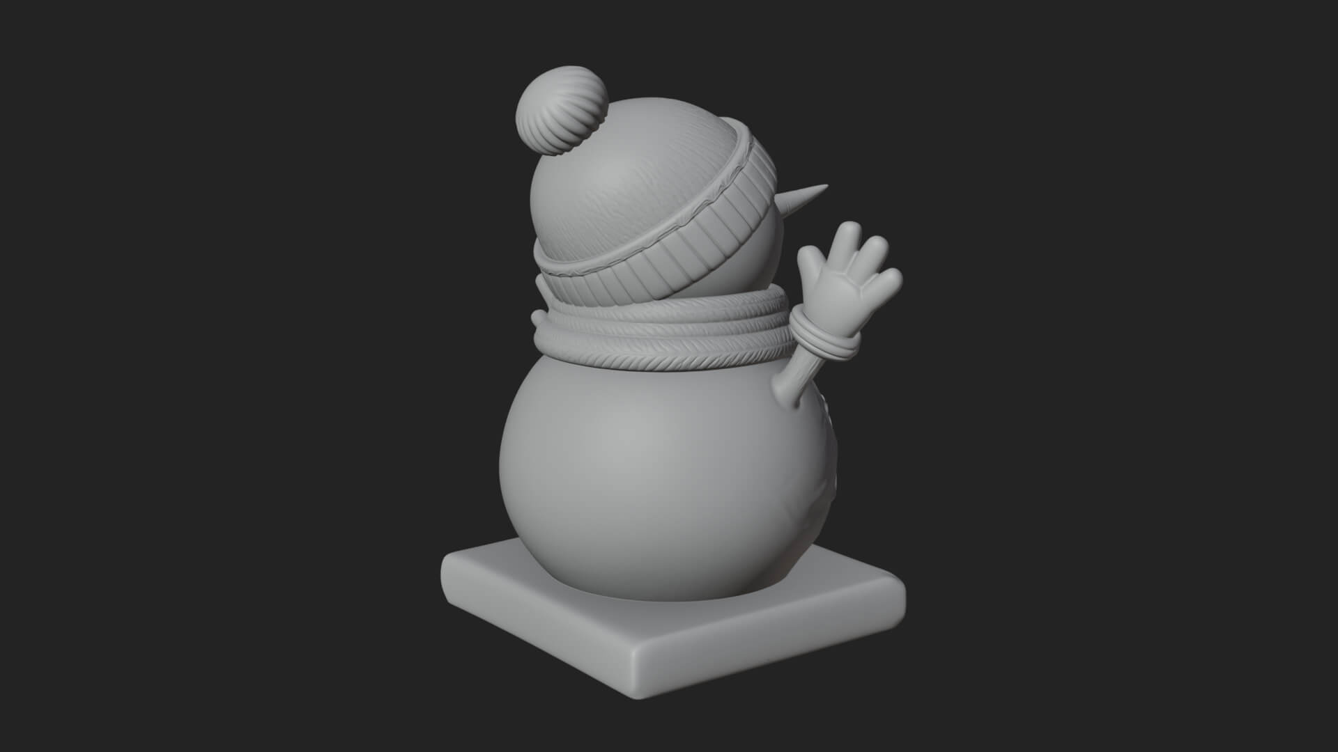 Knit Hat Snowman Statue Design 33 3D Print Model 3D Model