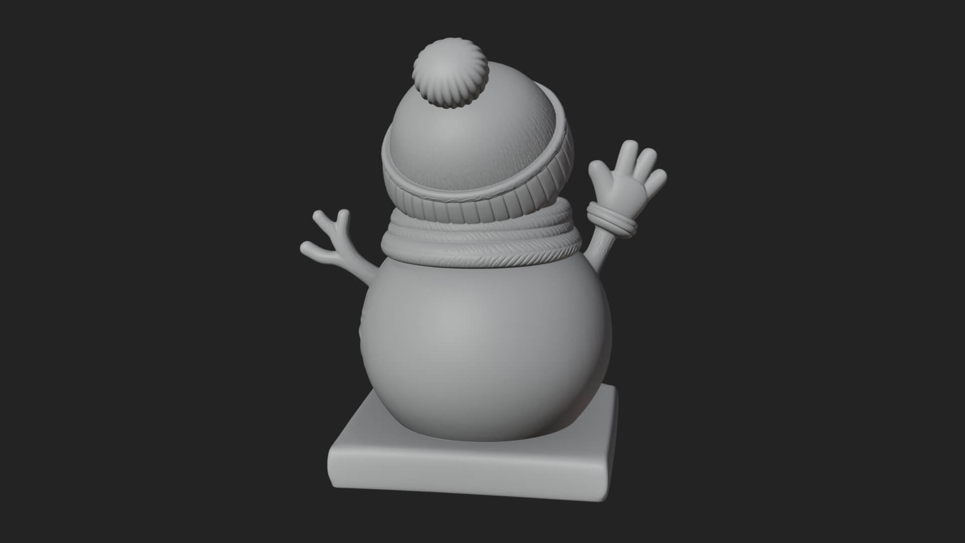 Knit Hat Snowman Statue Design 33 3D Print Model 3D Model