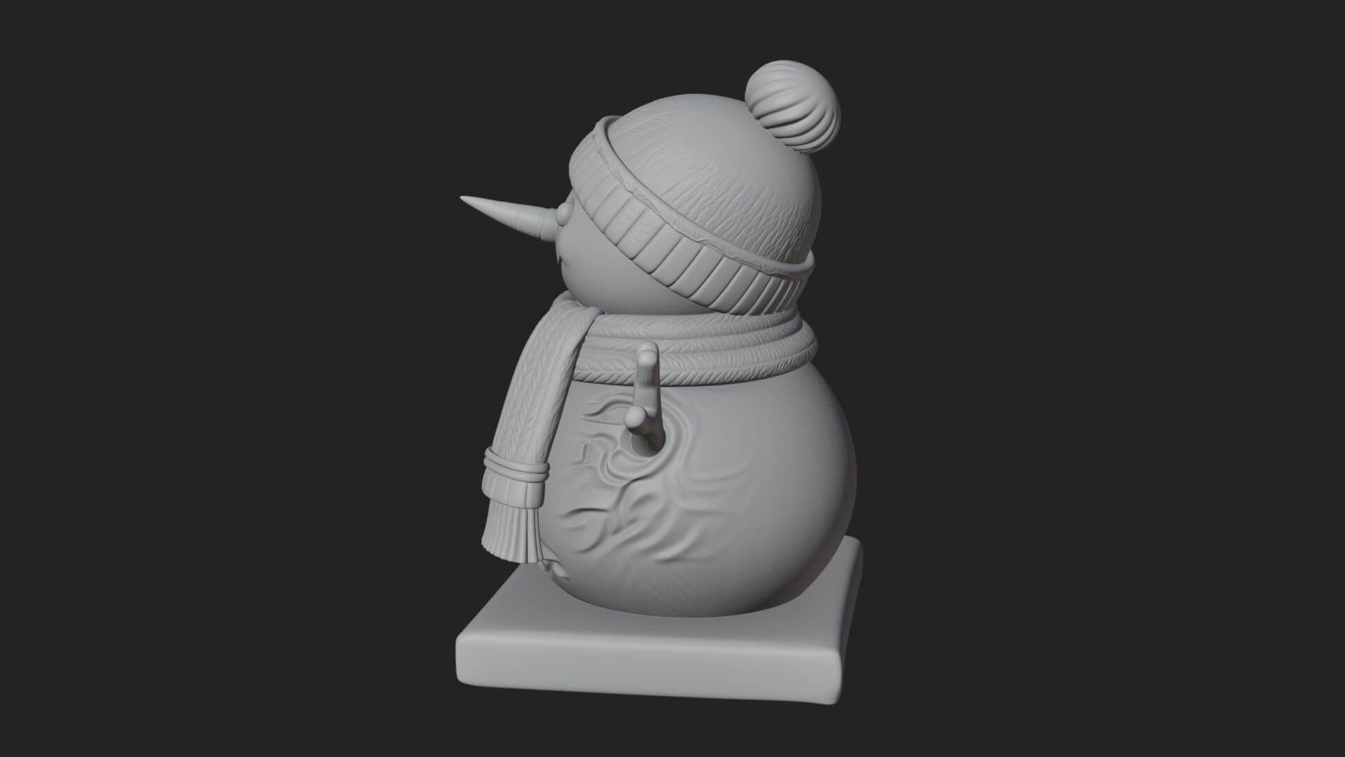 Knit Hat Snowman Statue Design 33 3D Print Model 3D Model