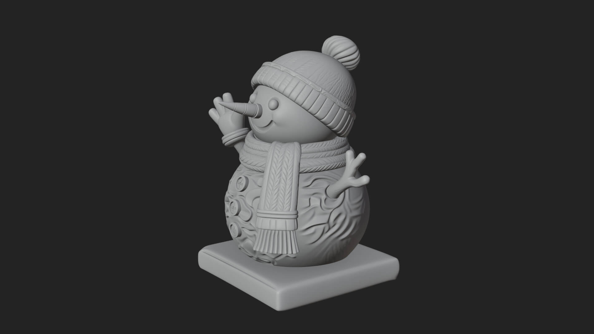 Knit Hat Snowman Statue Design 33 3D Print Model 3D Model