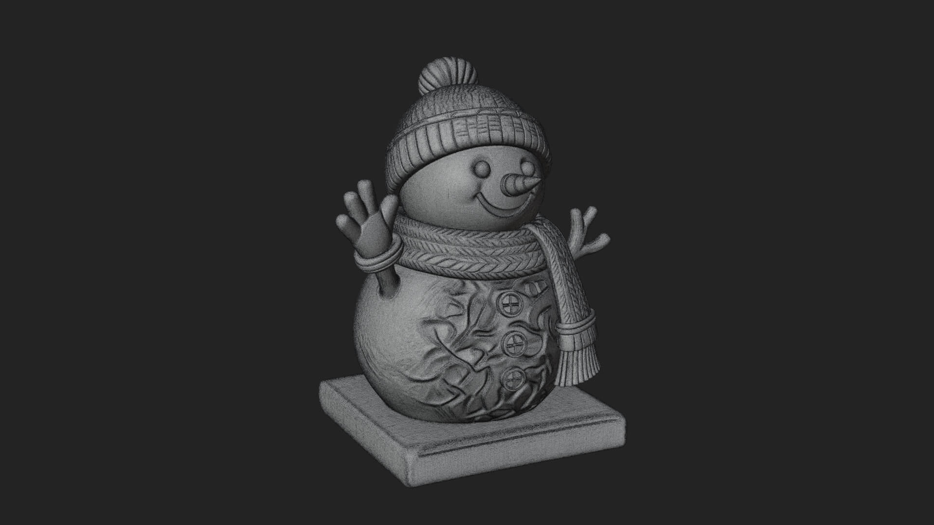 Knit Hat Snowman Statue Design 33 3D Print Model 3D Model