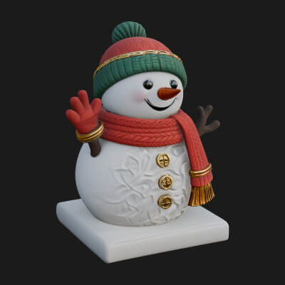 Knit Hat Snowman Statue Design 33 3D Print Model