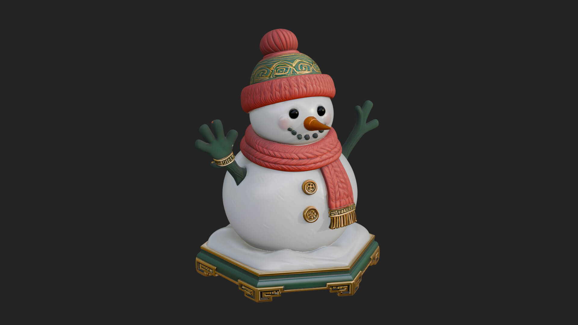 Knit Hat Snowman Statue Design 34 3D Print Model 3D Model