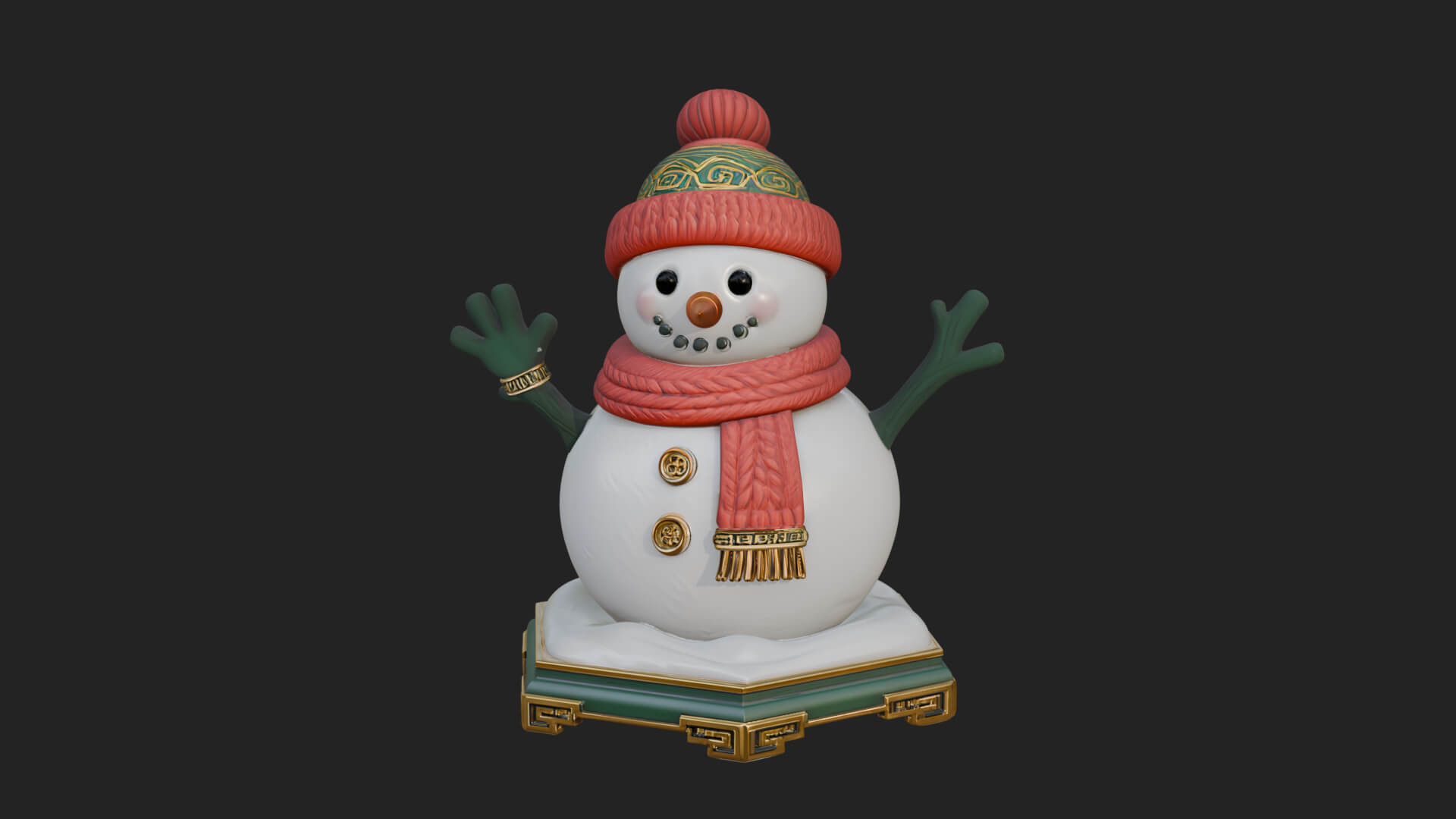 Knit Hat Snowman Statue Design 34 3D Print Model 3D Model