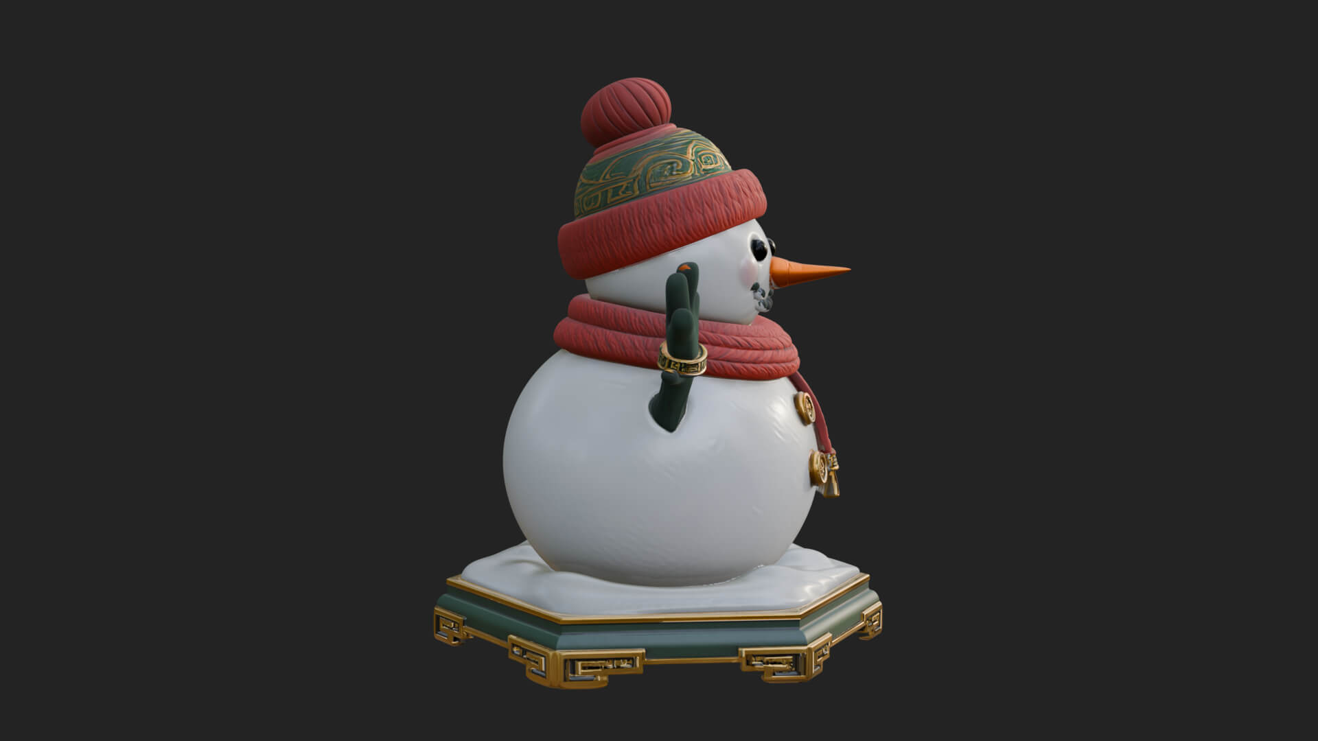 Knit Hat Snowman Statue Design 34 3D Print Model 3D Model