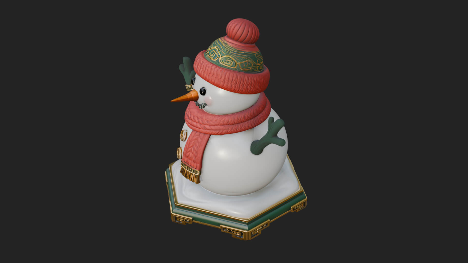 Knit Hat Snowman Statue Design 34 3D Print Model 3D Model