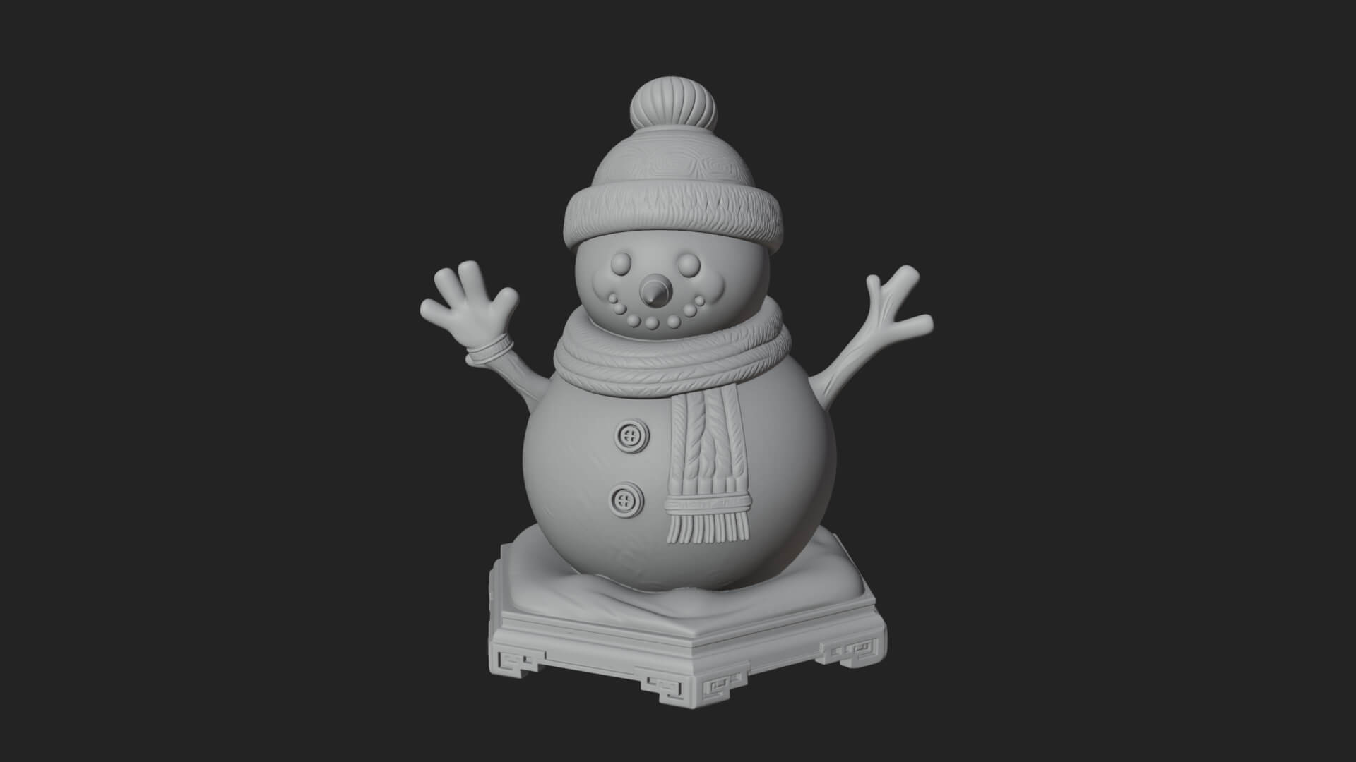 Knit Hat Snowman Statue Design 34 3D Print Model 3D Model