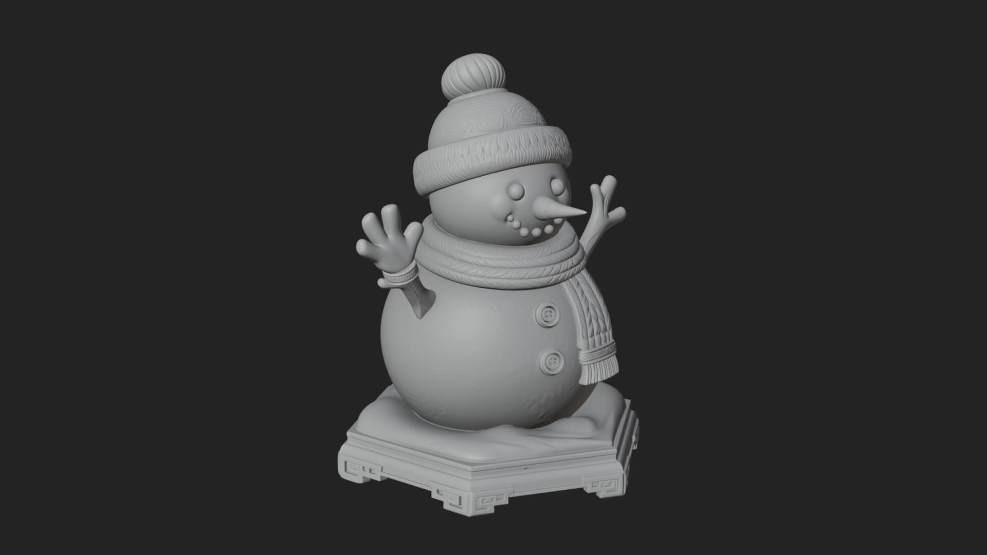 Knit Hat Snowman Statue Design 34 3D Print Model 3D Model