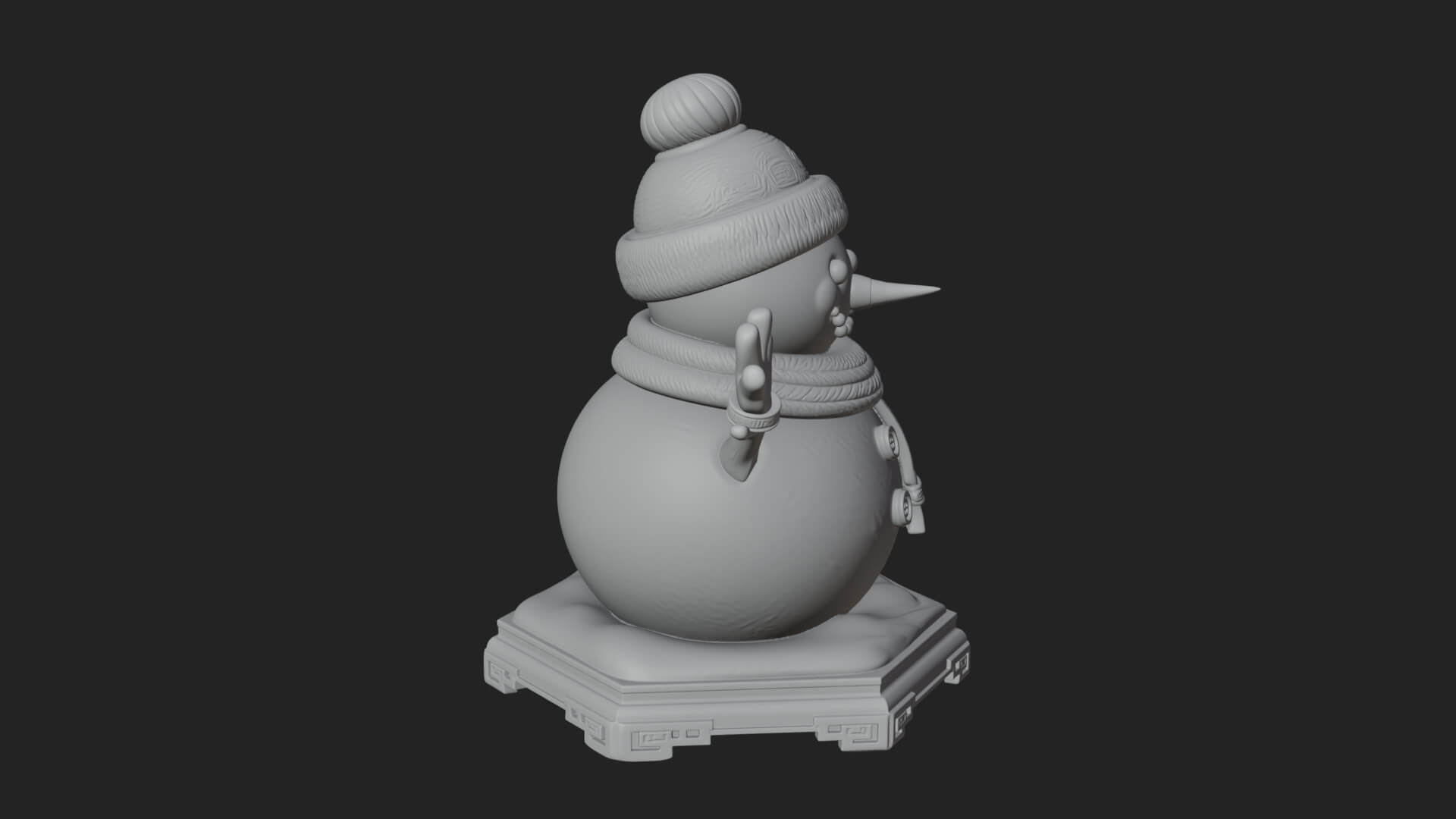 Knit Hat Snowman Statue Design 34 3D Print Model 3D Model