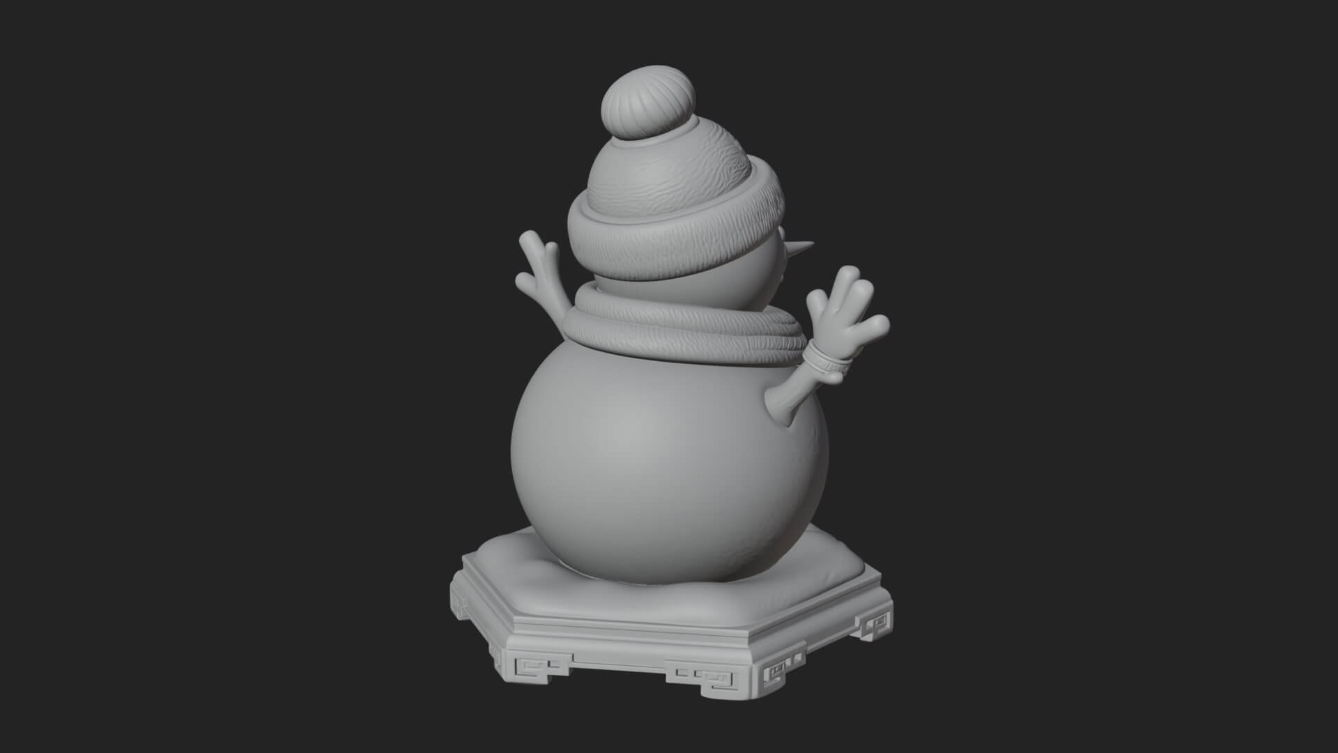 Knit Hat Snowman Statue Design 34 3D Print Model 3D Model