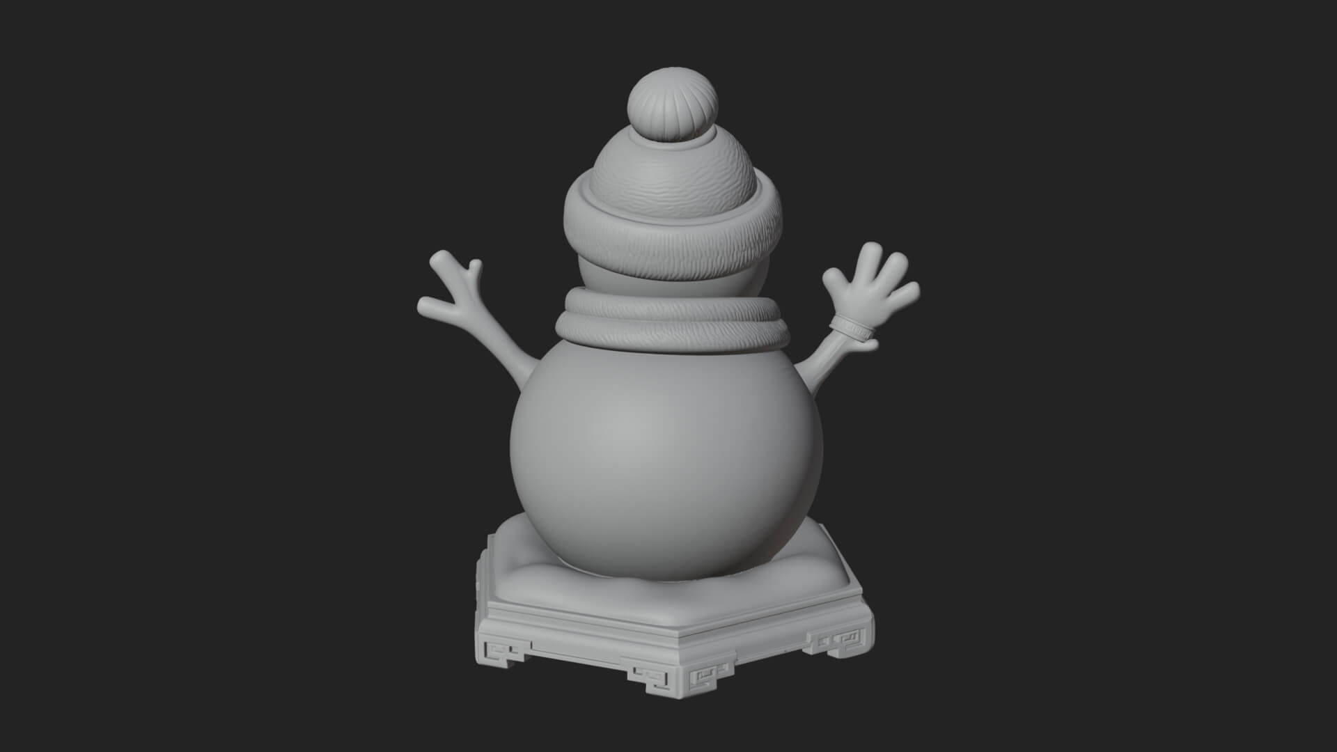 Knit Hat Snowman Statue Design 34 3D Print Model 3D Model