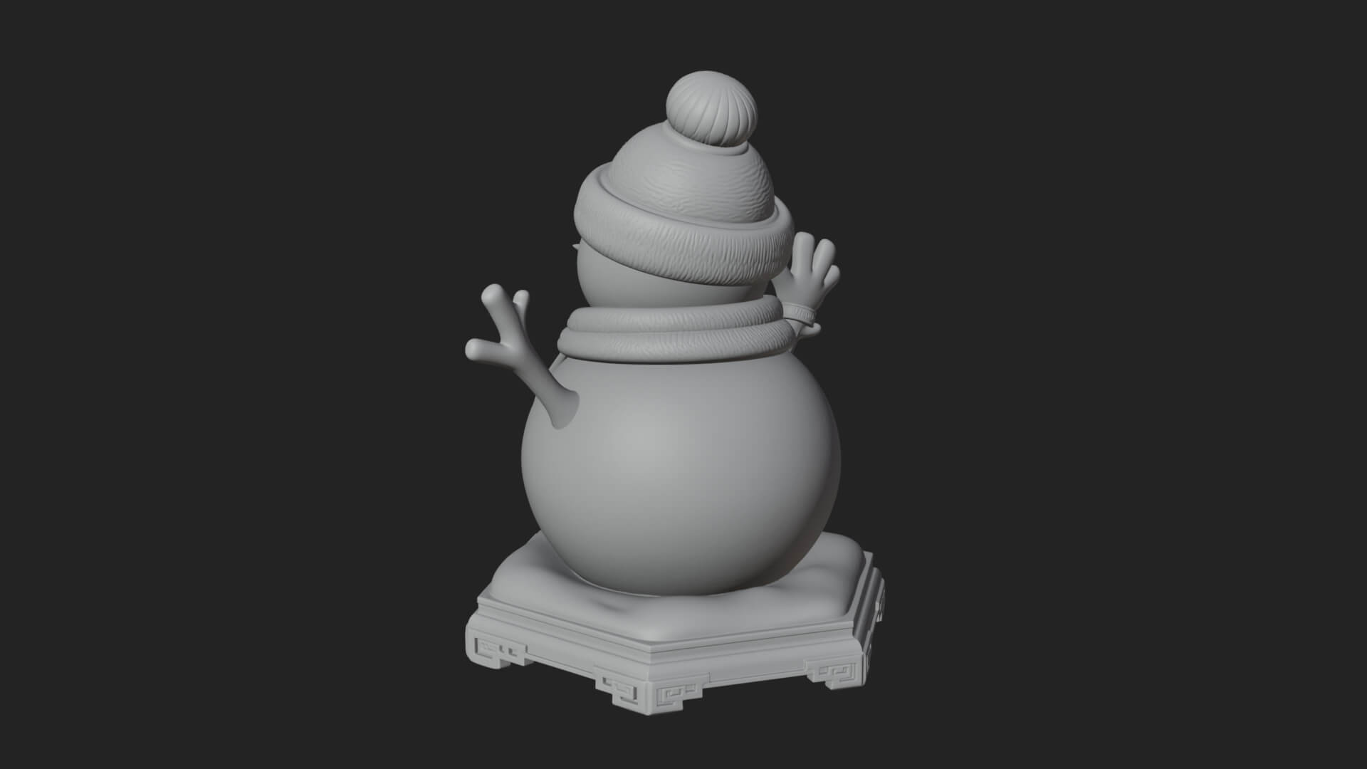Knit Hat Snowman Statue Design 34 3D Print Model 3D Model