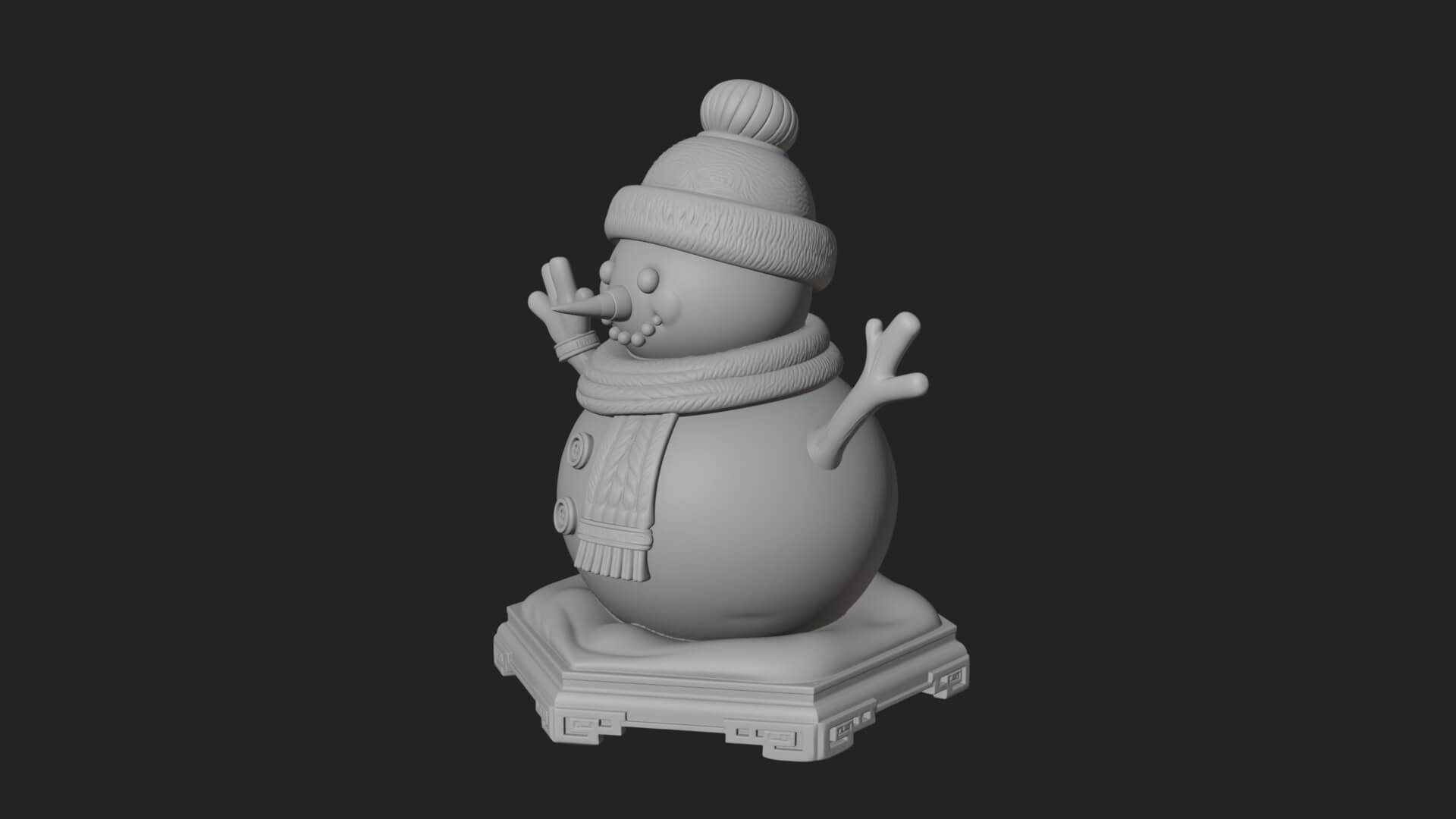 Knit Hat Snowman Statue Design 34 3D Print Model 3D Model