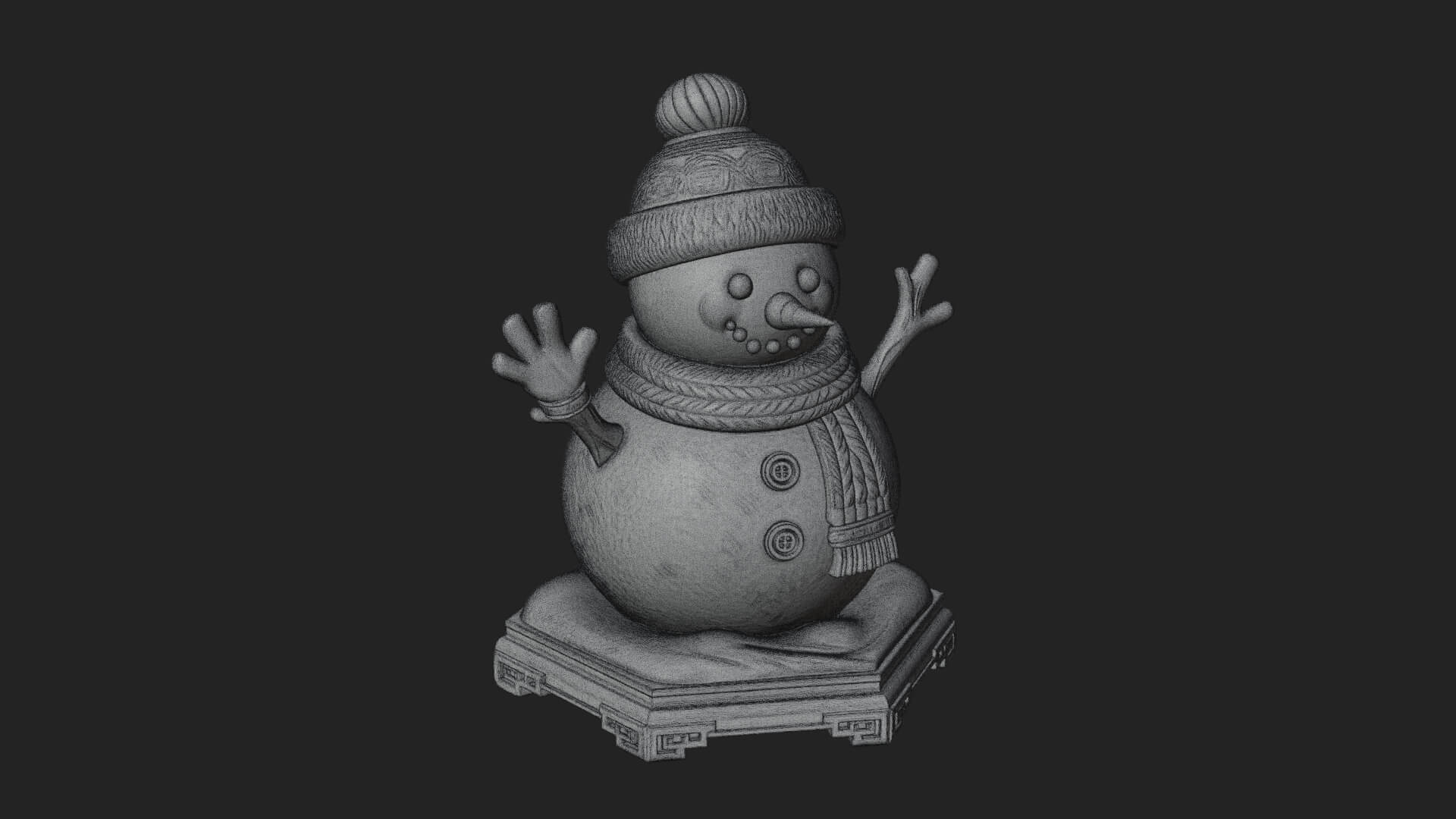Knit Hat Snowman Statue Design 34 3D Print Model 3D Model