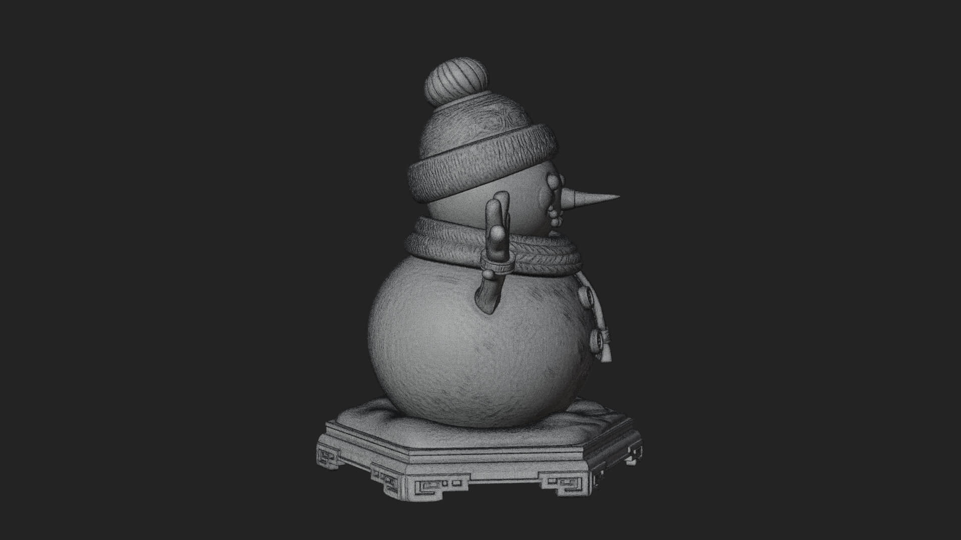 Knit Hat Snowman Statue Design 34 3D Print Model 3D Model