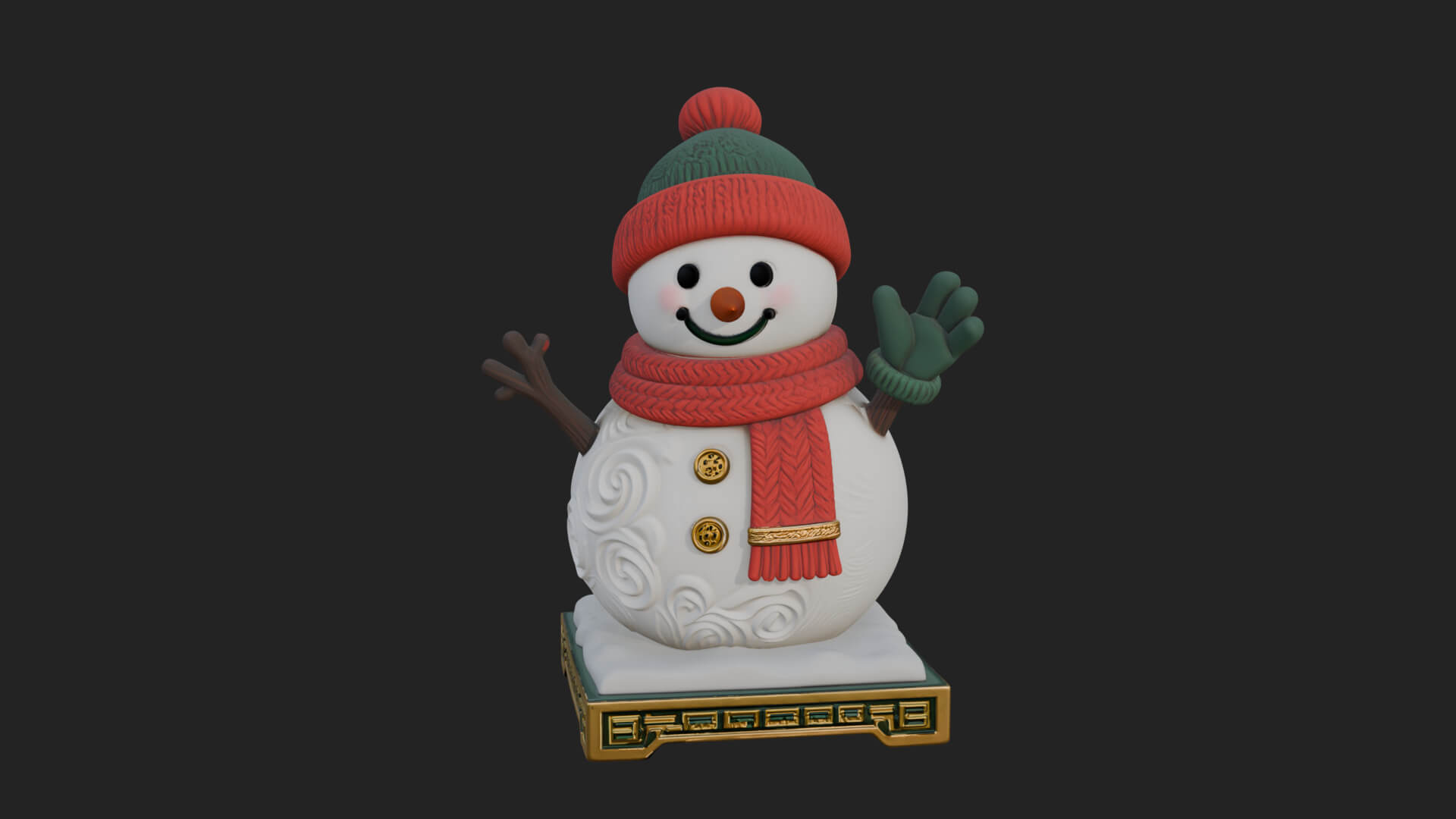 Knit Hat Snowman Statue Design 35 3D Print Model 3D Model