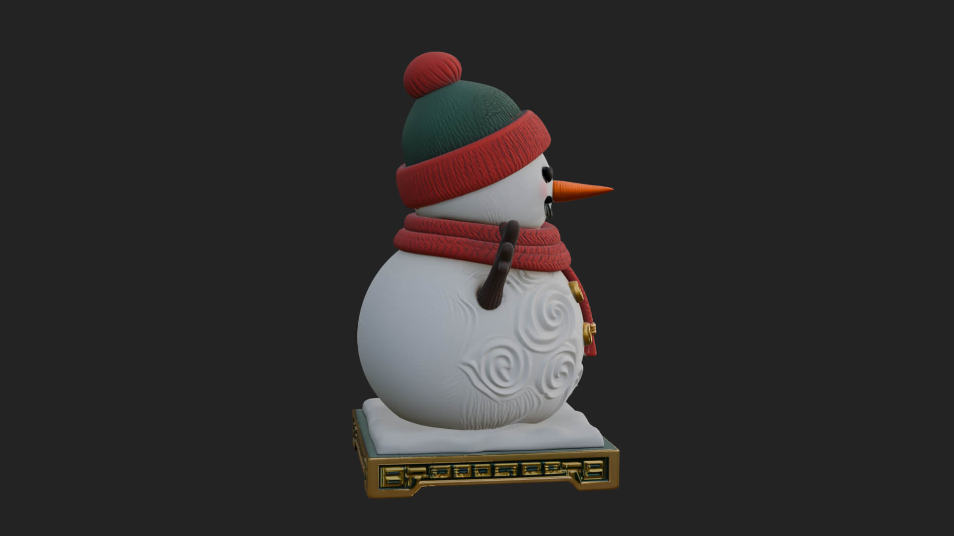 Knit Hat Snowman Statue Design 35 3D Print Model 3D Model