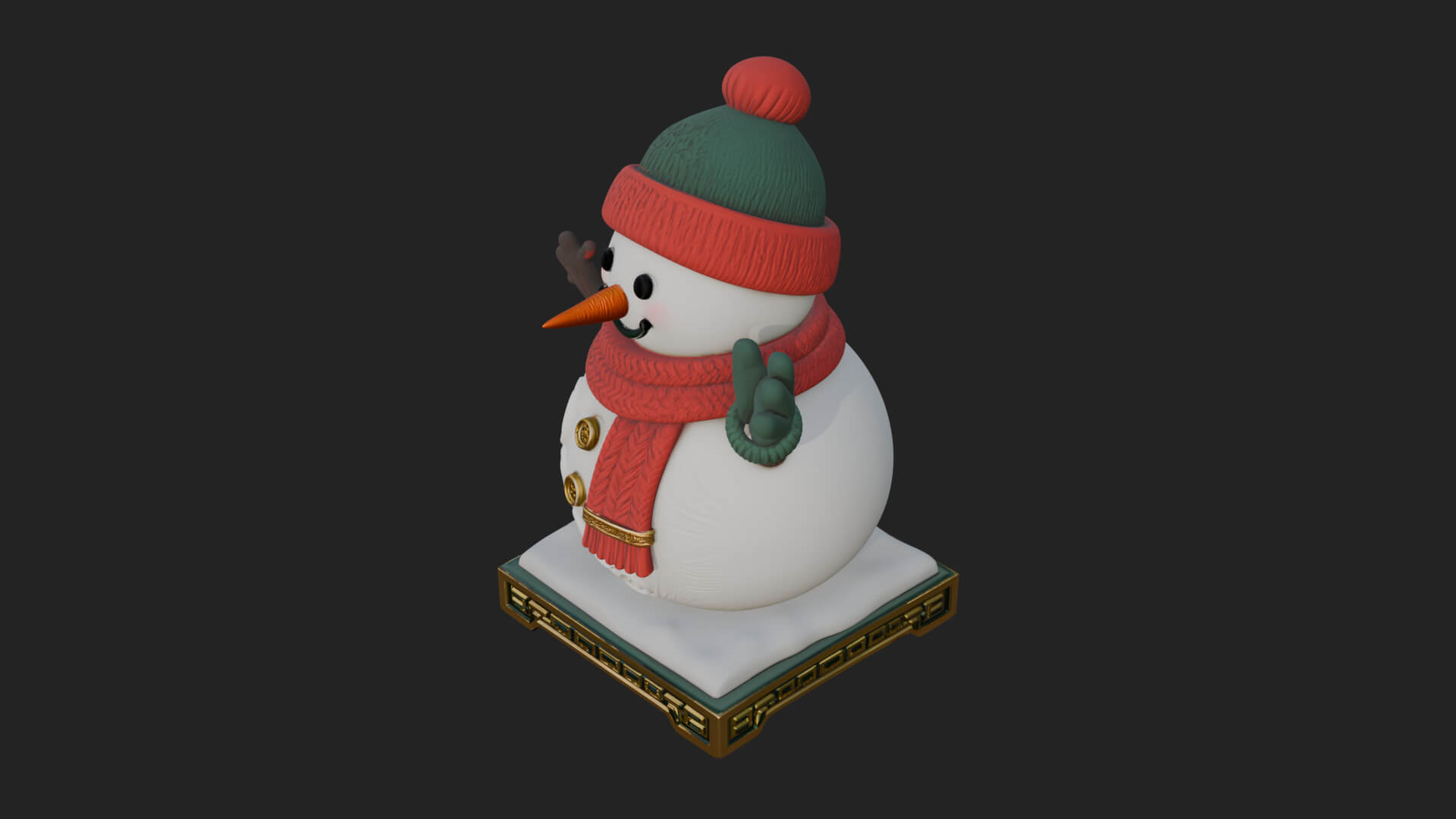 Knit Hat Snowman Statue Design 35 3D Print Model 3D Model