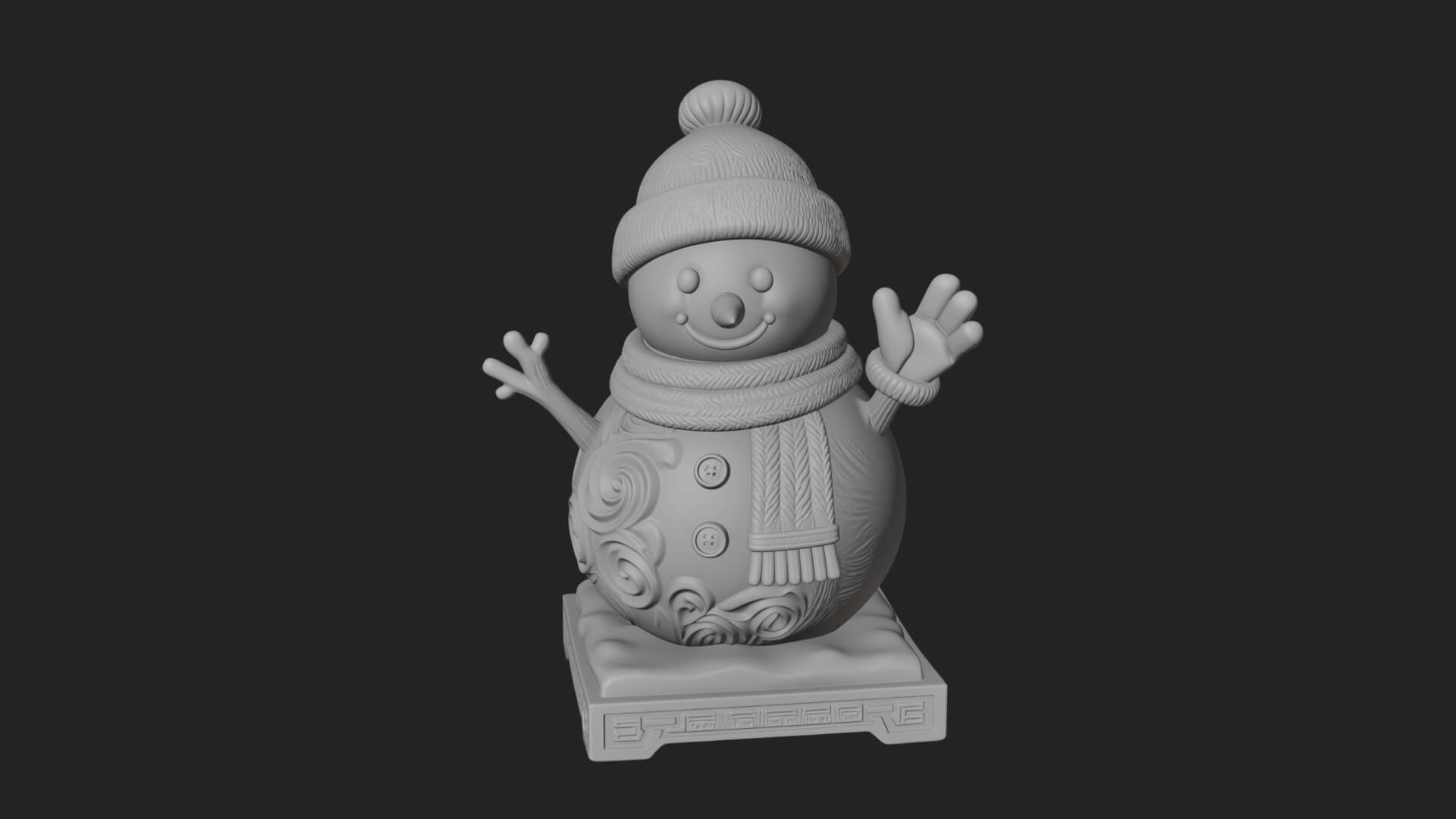 Knit Hat Snowman Statue Design 35 3D Print Model 3D Model