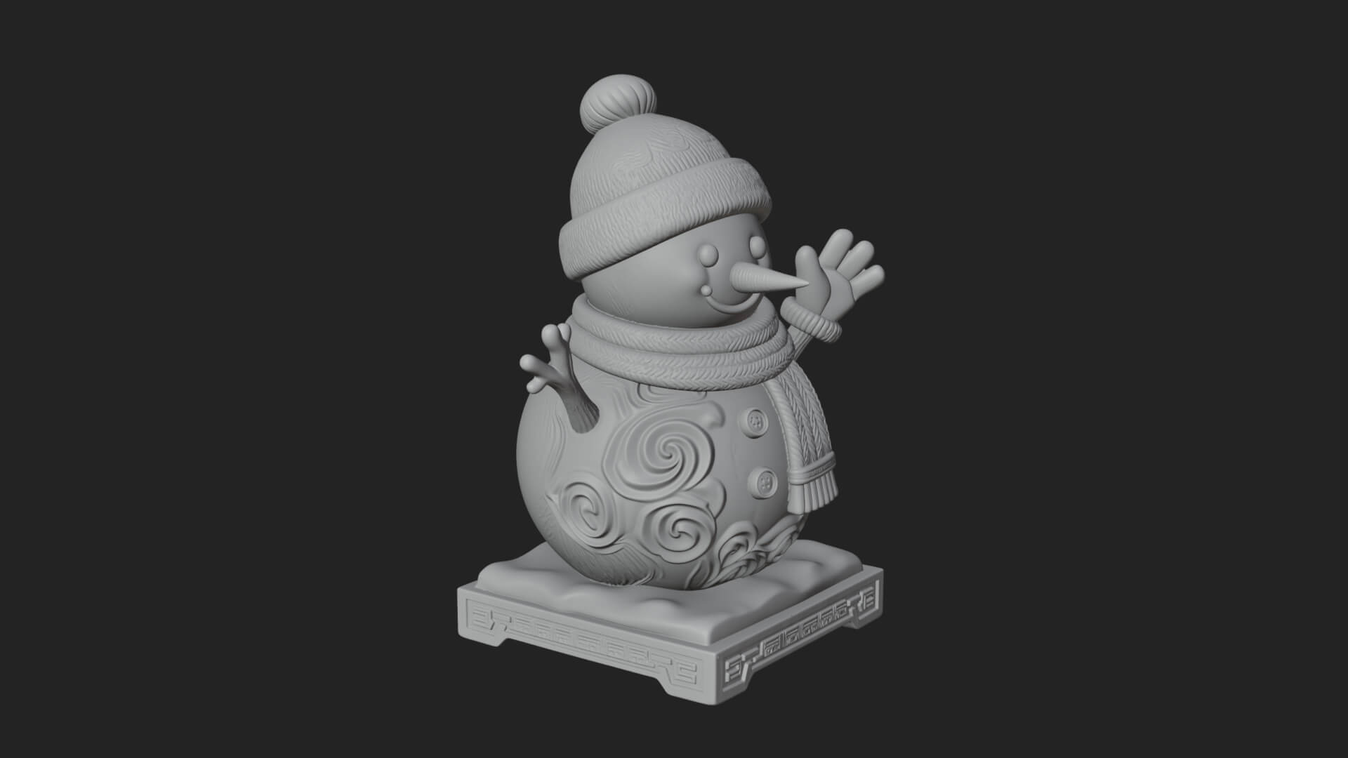 Knit Hat Snowman Statue Design 35 3D Print Model 3D Model