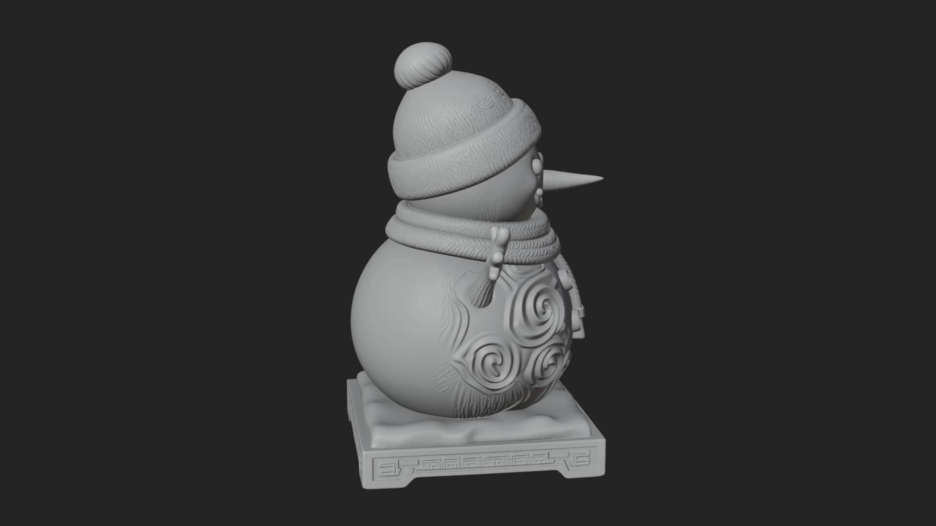 Knit Hat Snowman Statue Design 35 3D Print Model 3D Model