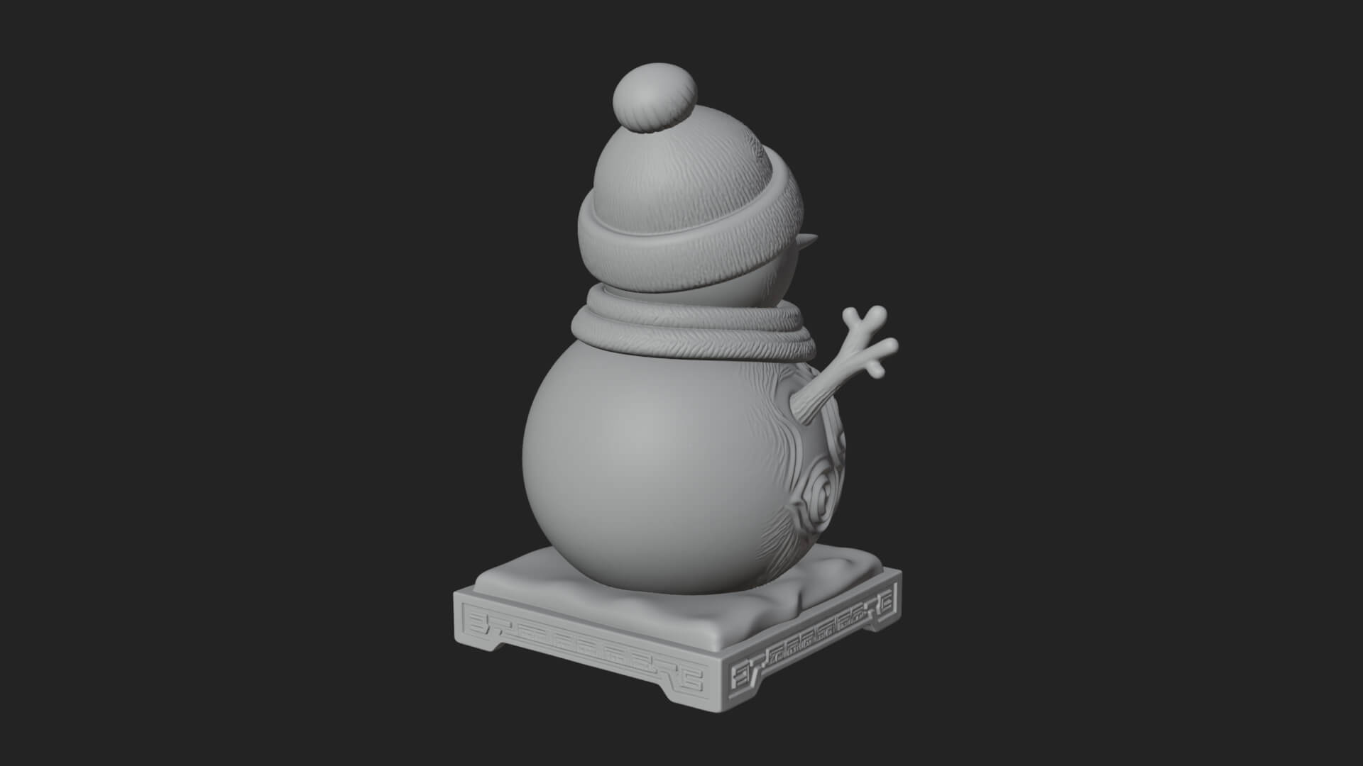Knit Hat Snowman Statue Design 35 3D Print Model 3D Model