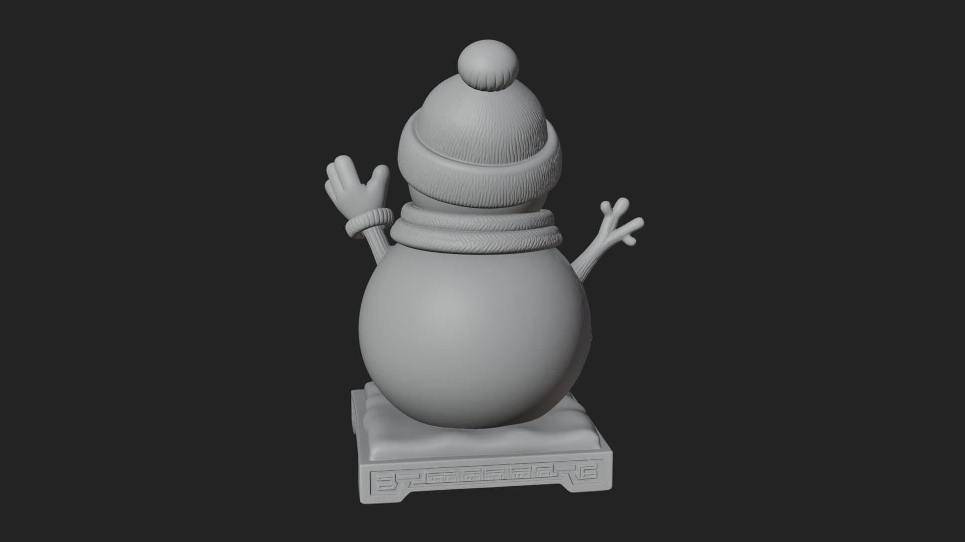 Knit Hat Snowman Statue Design 35 3D Print Model 3D Model