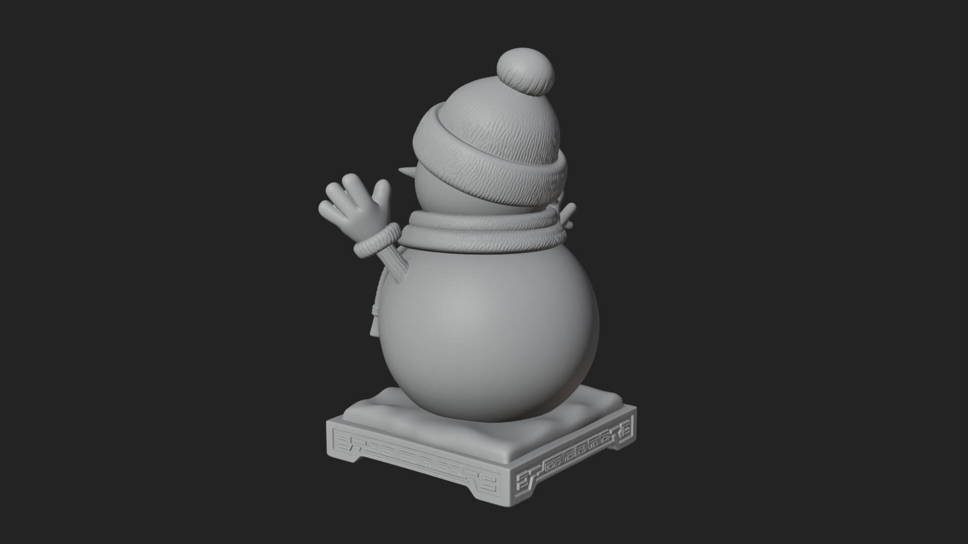 Knit Hat Snowman Statue Design 35 3D Print Model 3D Model