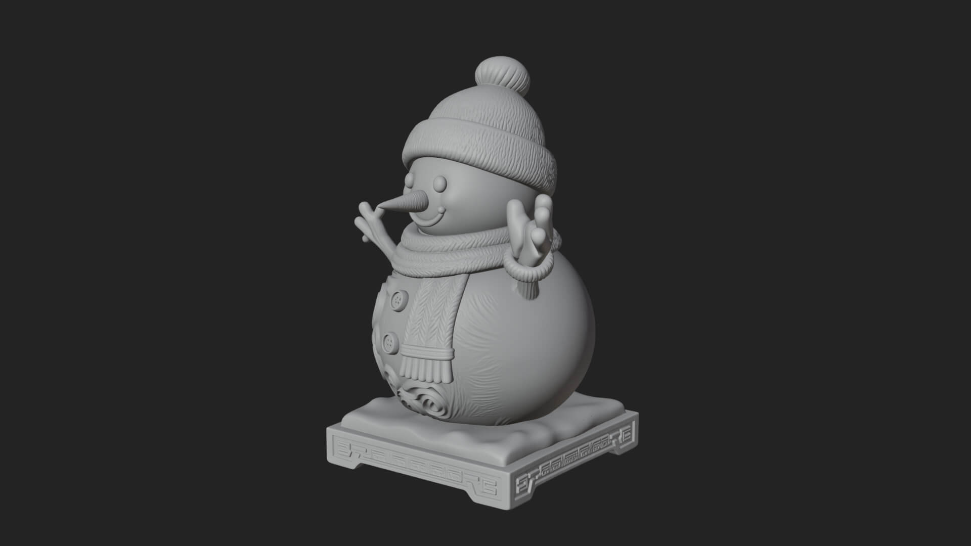 Knit Hat Snowman Statue Design 35 3D Print Model 3D Model