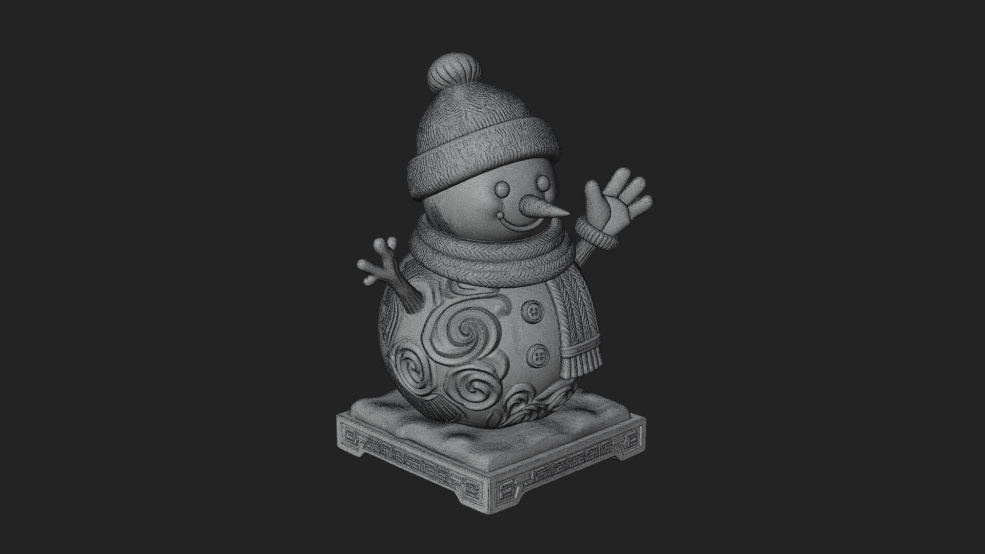 Knit Hat Snowman Statue Design 35 3D Print Model 3D Model