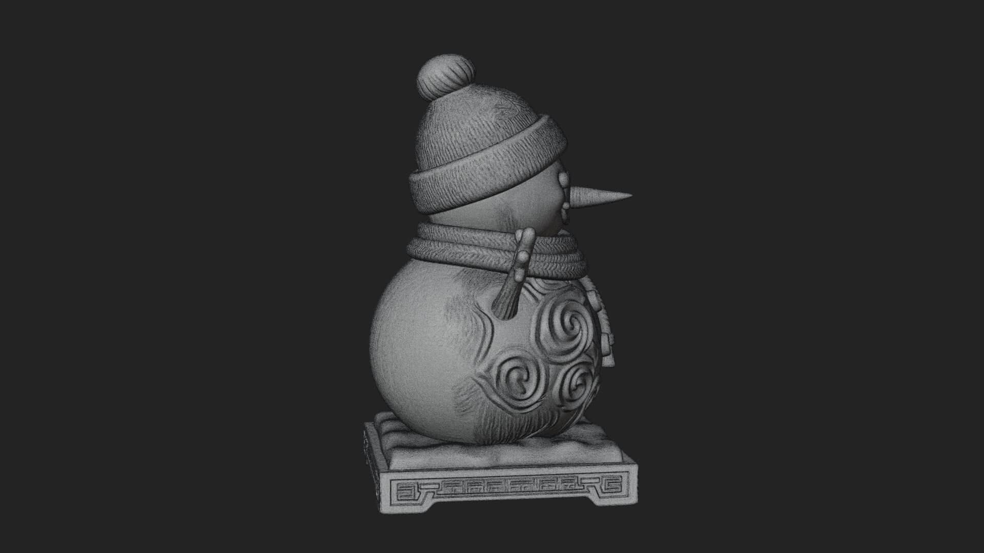 Knit Hat Snowman Statue Design 35 3D Print Model 3D Model