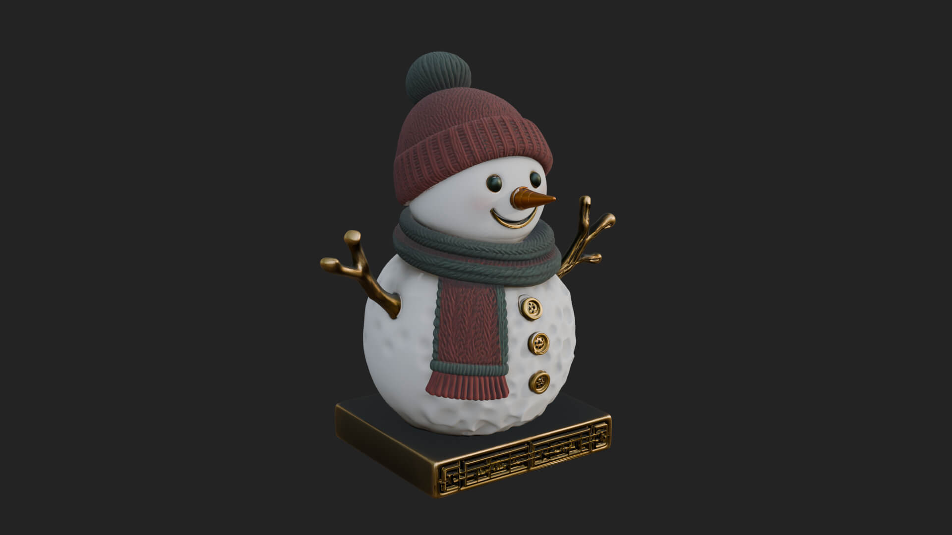 Knit Hat Snowman Statue Design 36 3D Print Model 3D Model